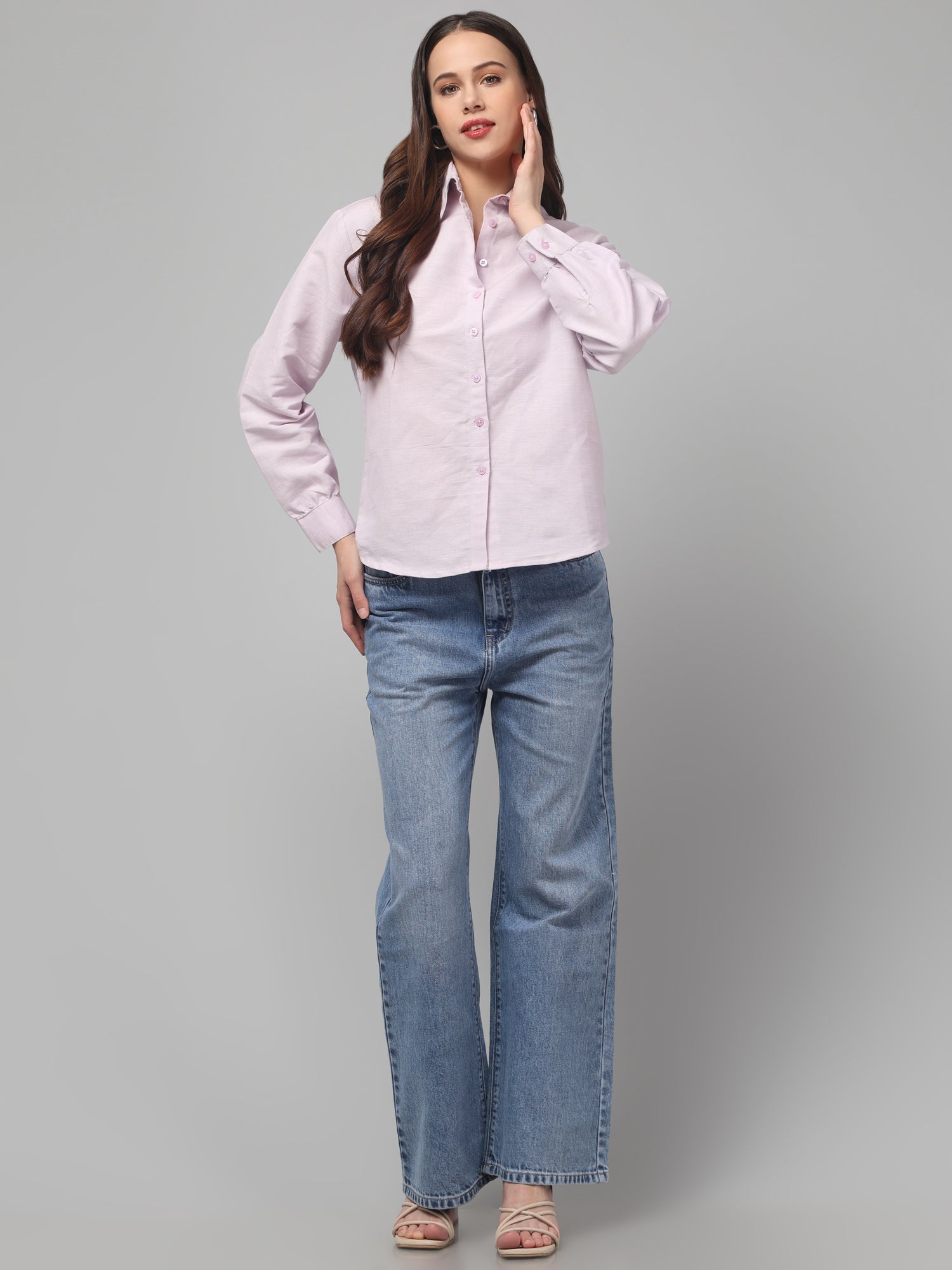 Solid Lavender Color Full Sleeve Shirt