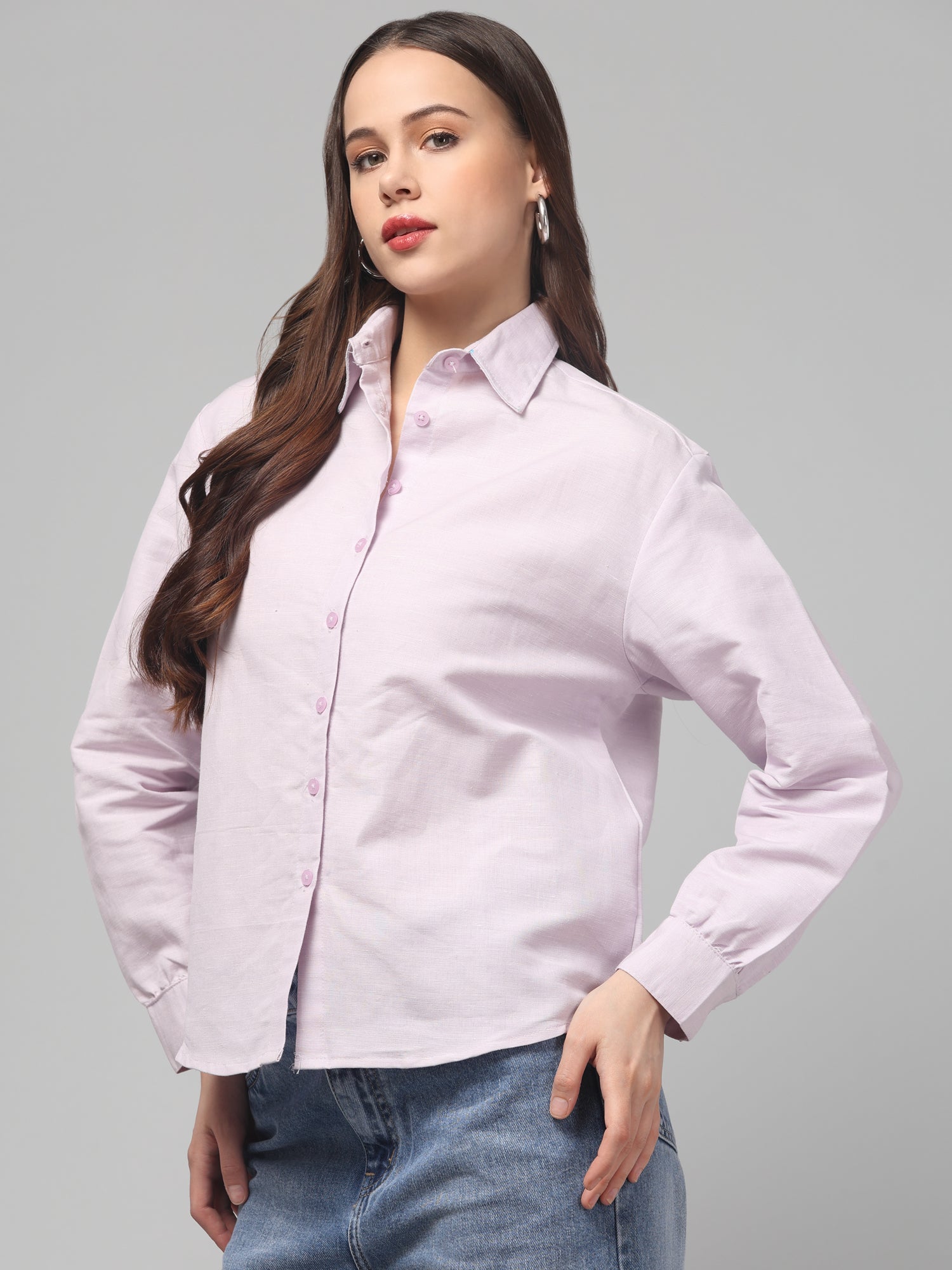 Solid Lavender Color Full Sleeve Shirt