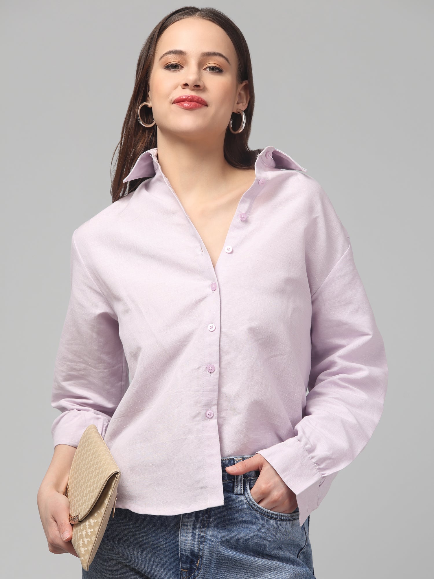 Solid Lavender Color Full Sleeve Shirt
