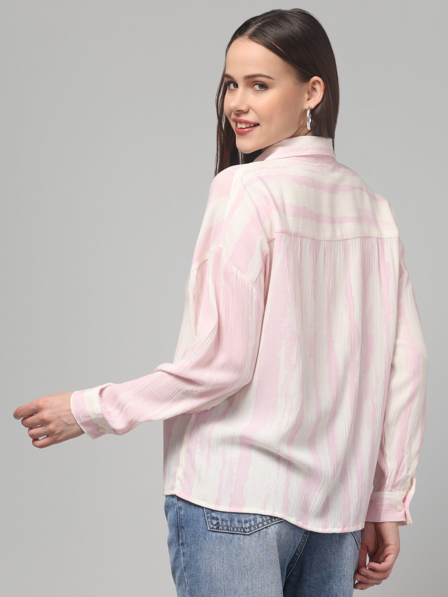 Blush Stripes Textured Button-Down Shirt