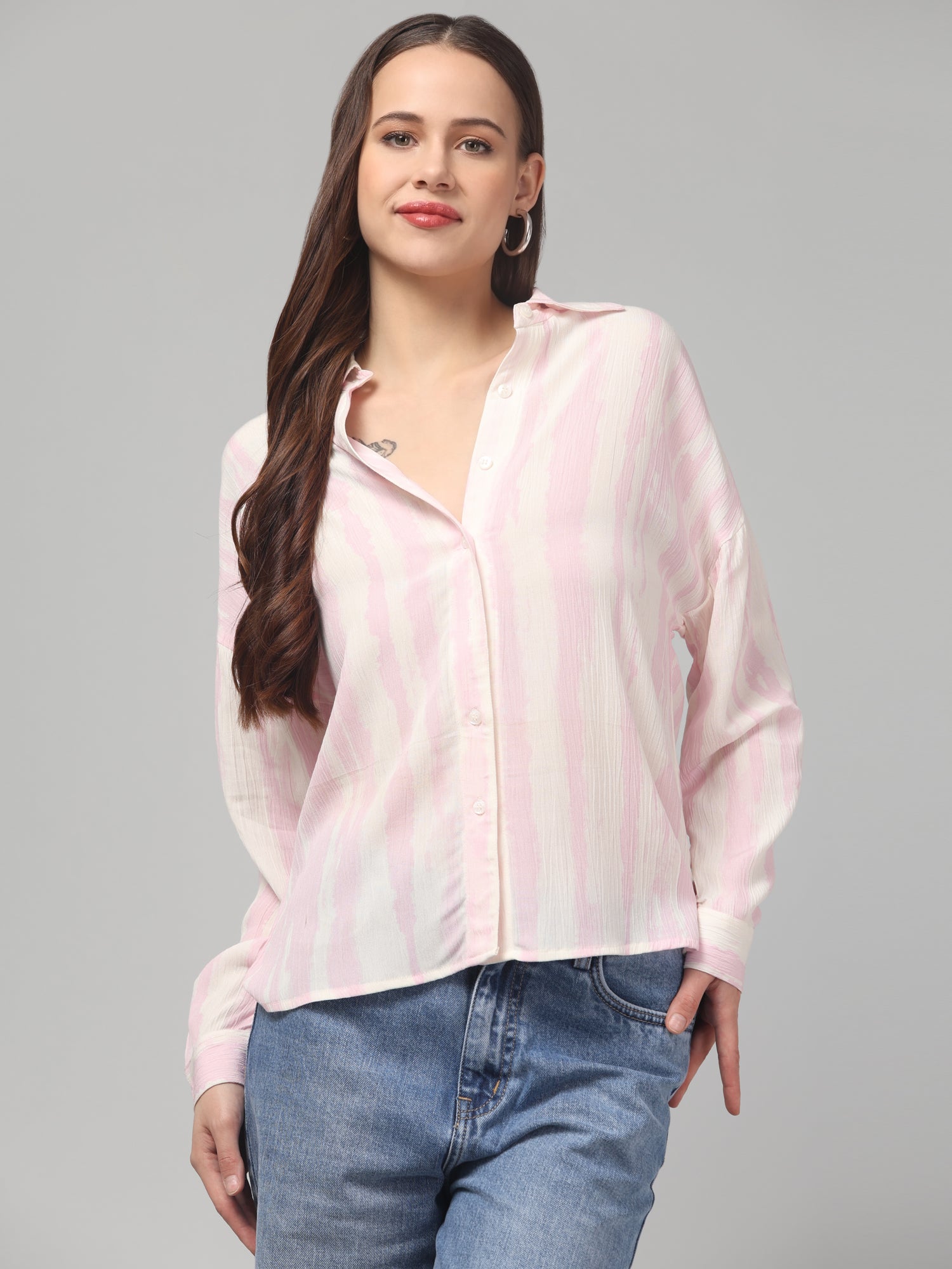 Blush Stripes Textured Button-Down Shirt