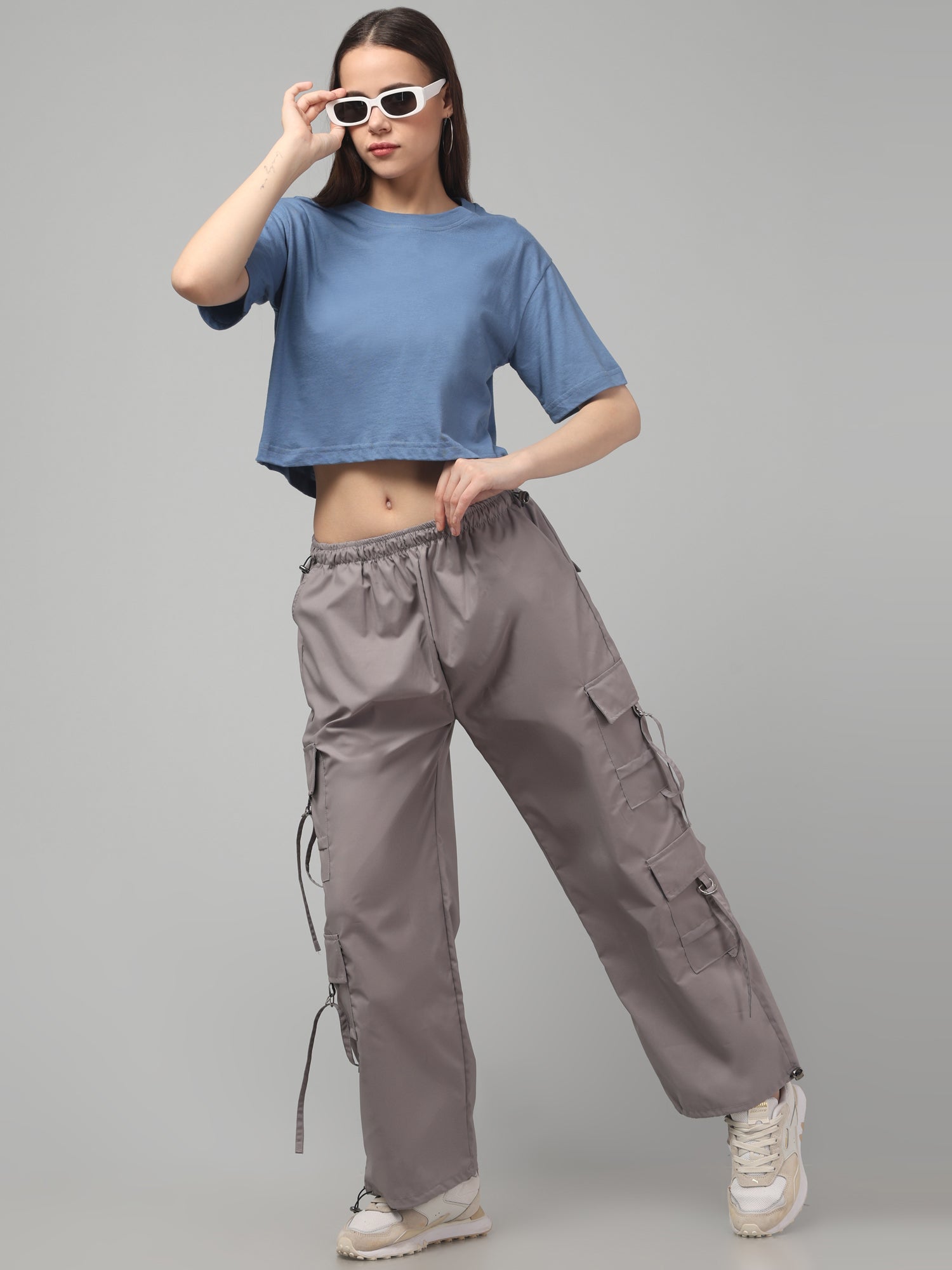Wild Blue Solid Crop T-Shirt