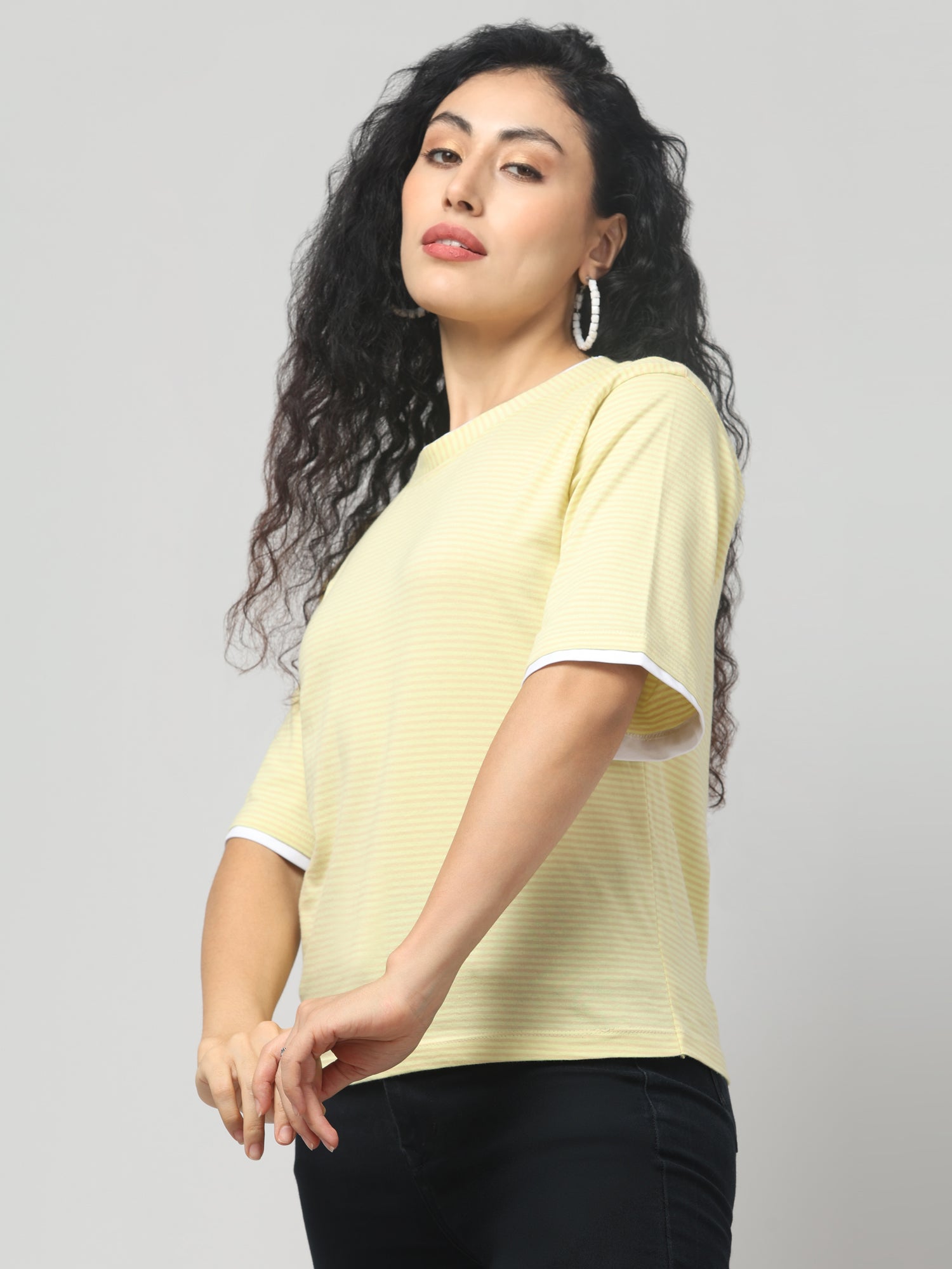 Yellow Striped Short Sleeve T-Shirt