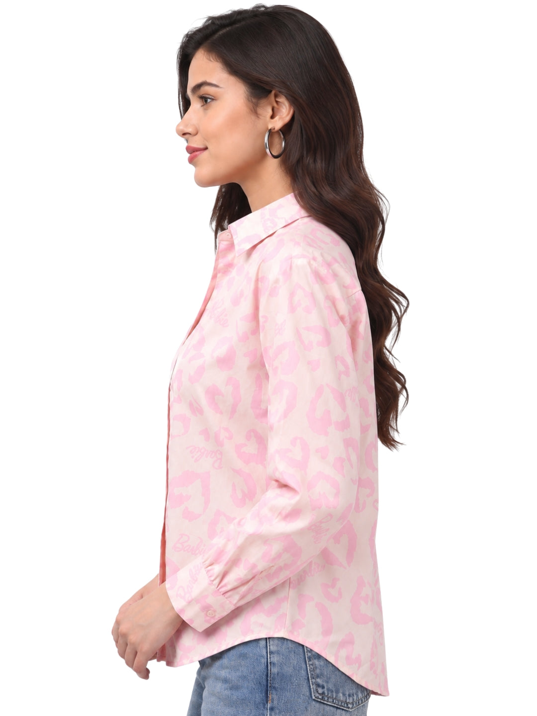 Women’s Pink Leopard Print Full Sleeve Shirt
