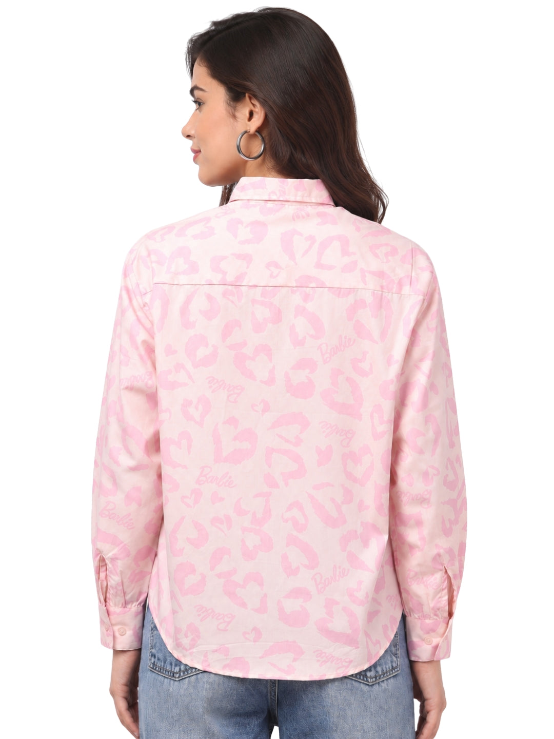 Women’s Pink Leopard Print Full Sleeve Shirt