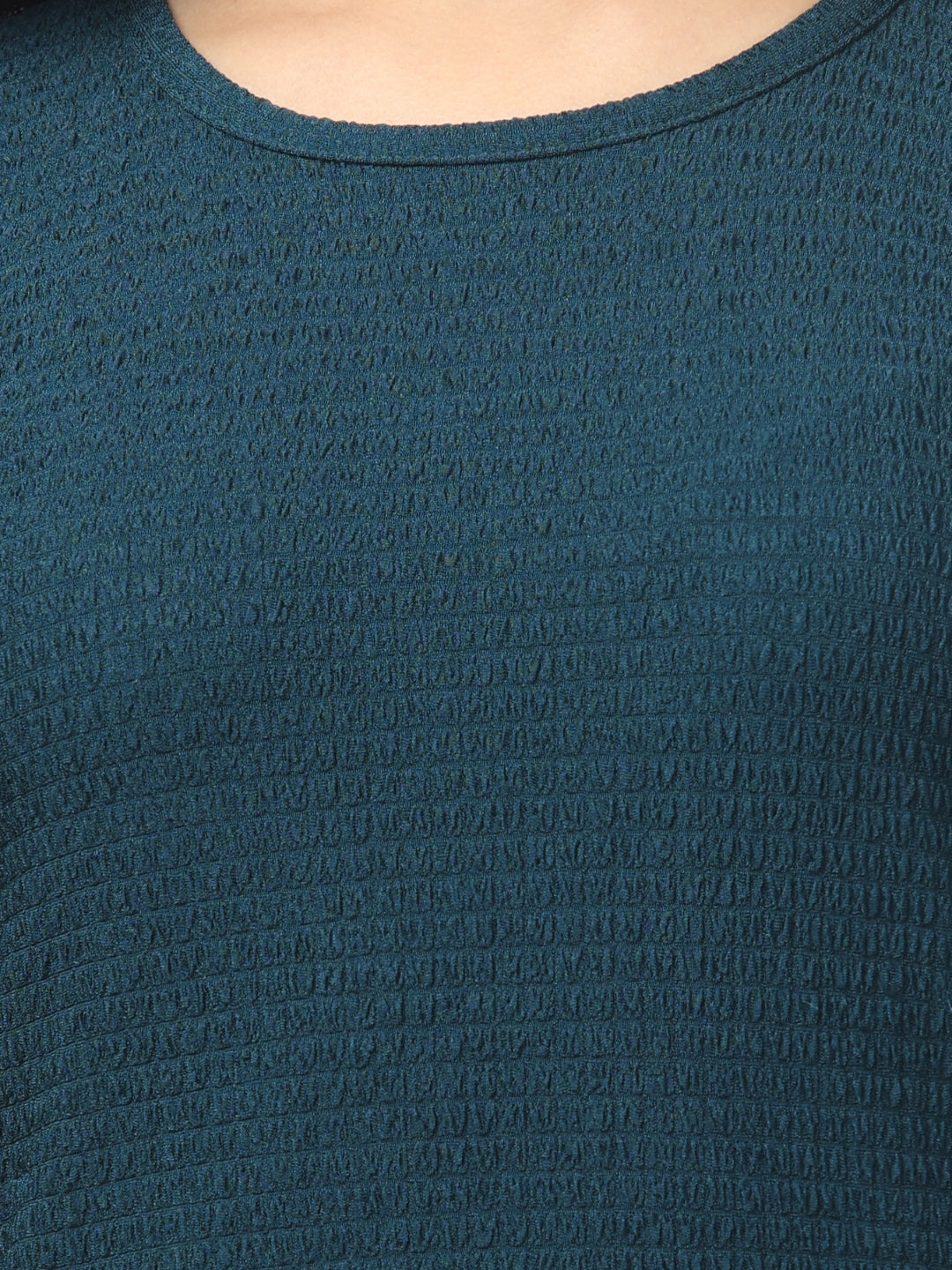 Women’s Dark Teal Cotton Blend Textured Top