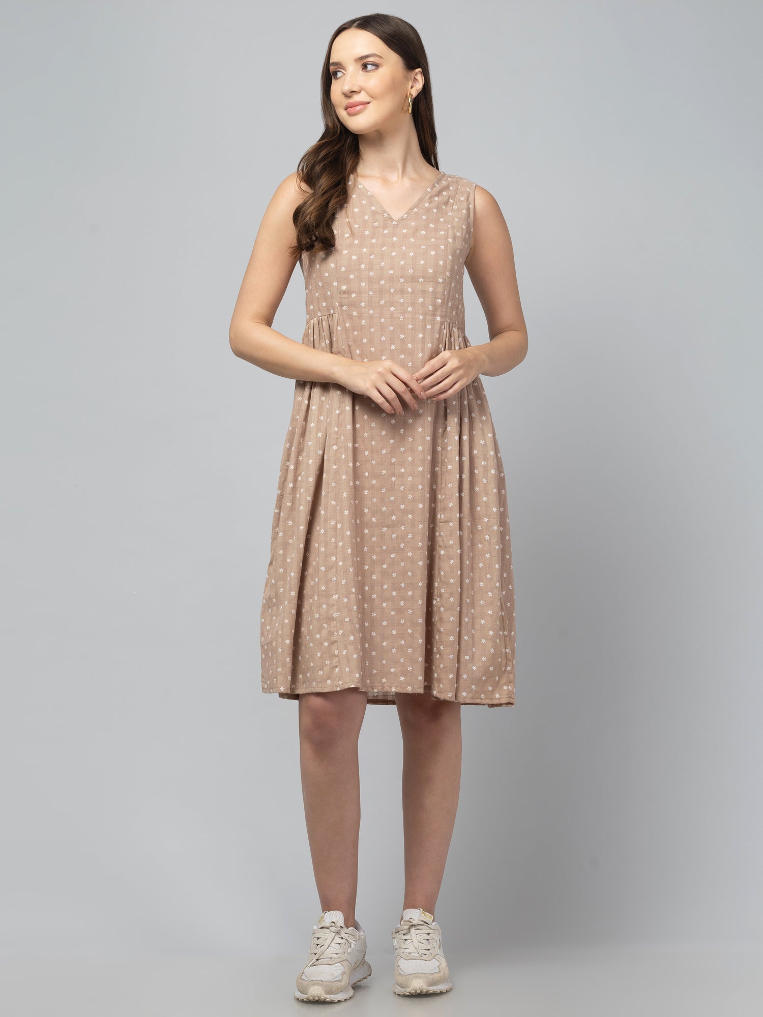Beige Floral Dress