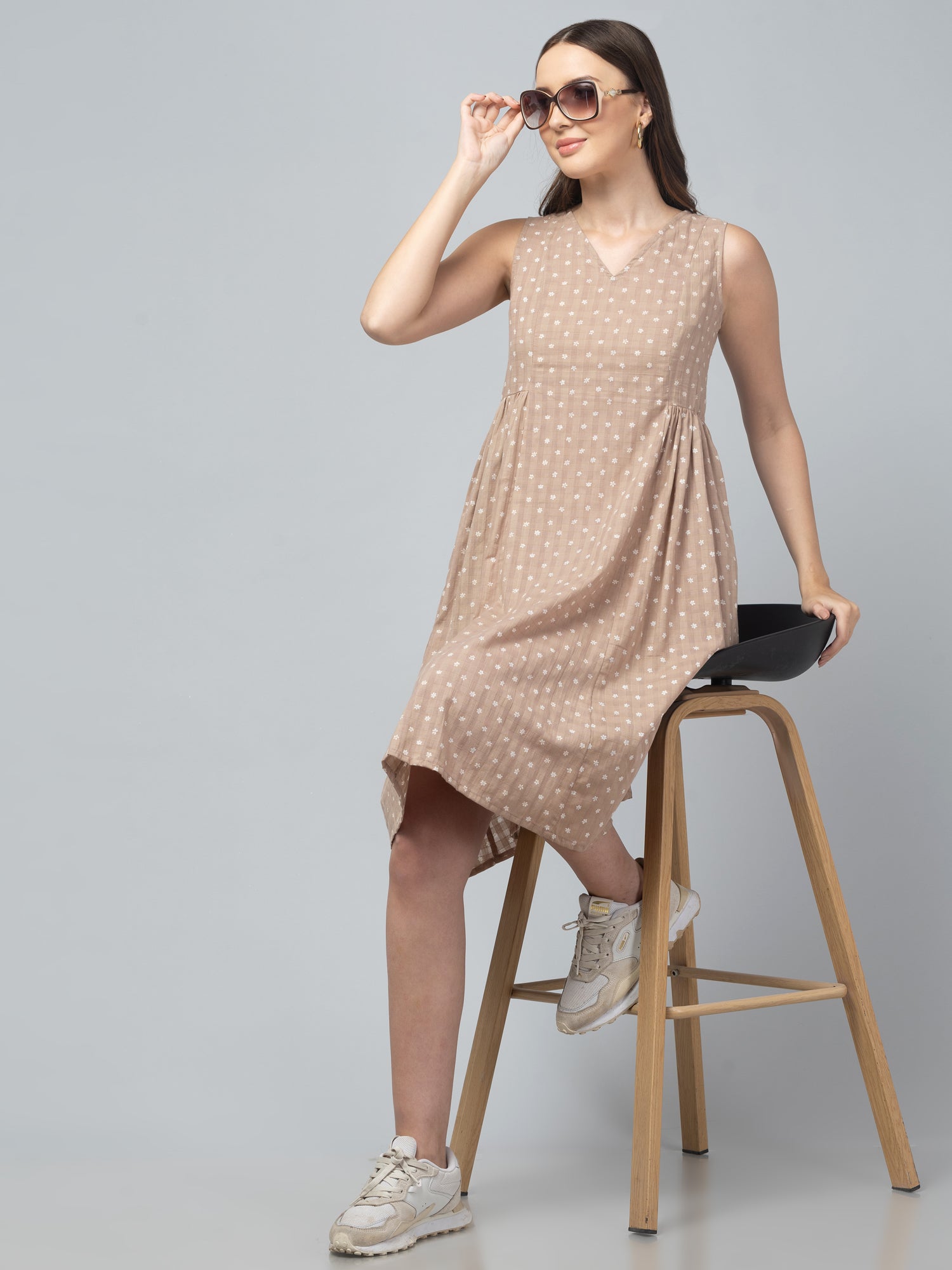 Beige Floral Dress