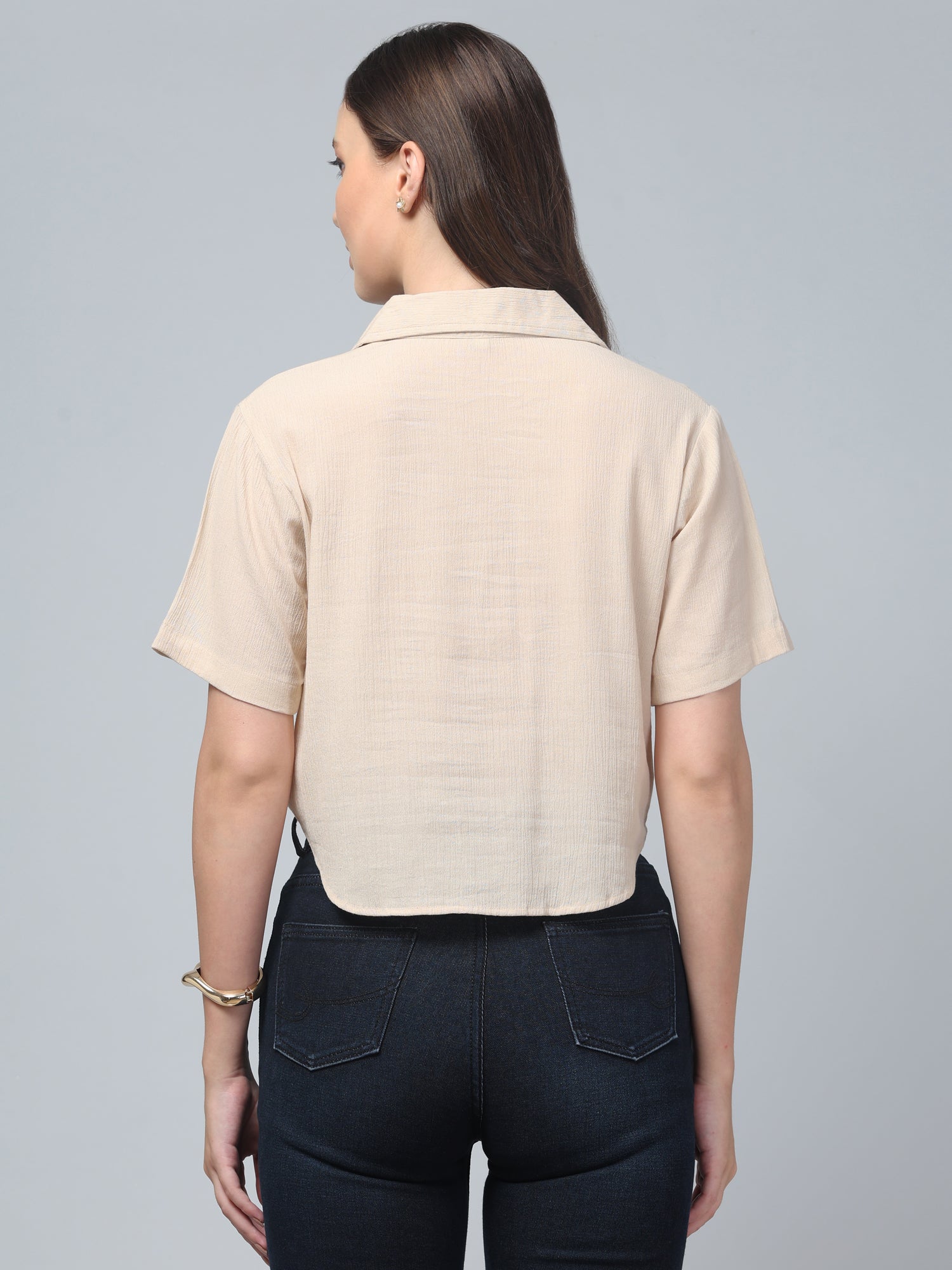 Beige Crop Shirt
