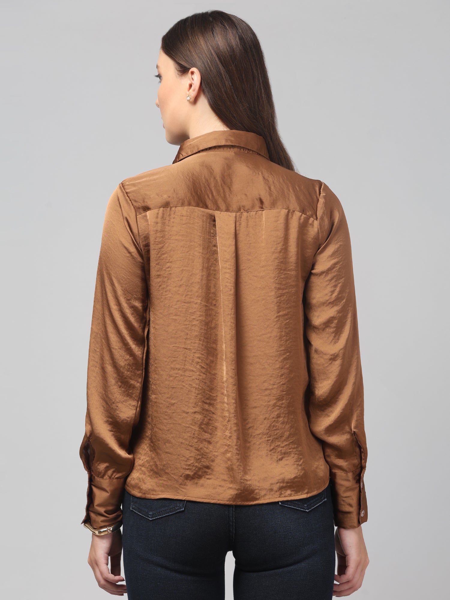 Golden Brown Satin Shirt