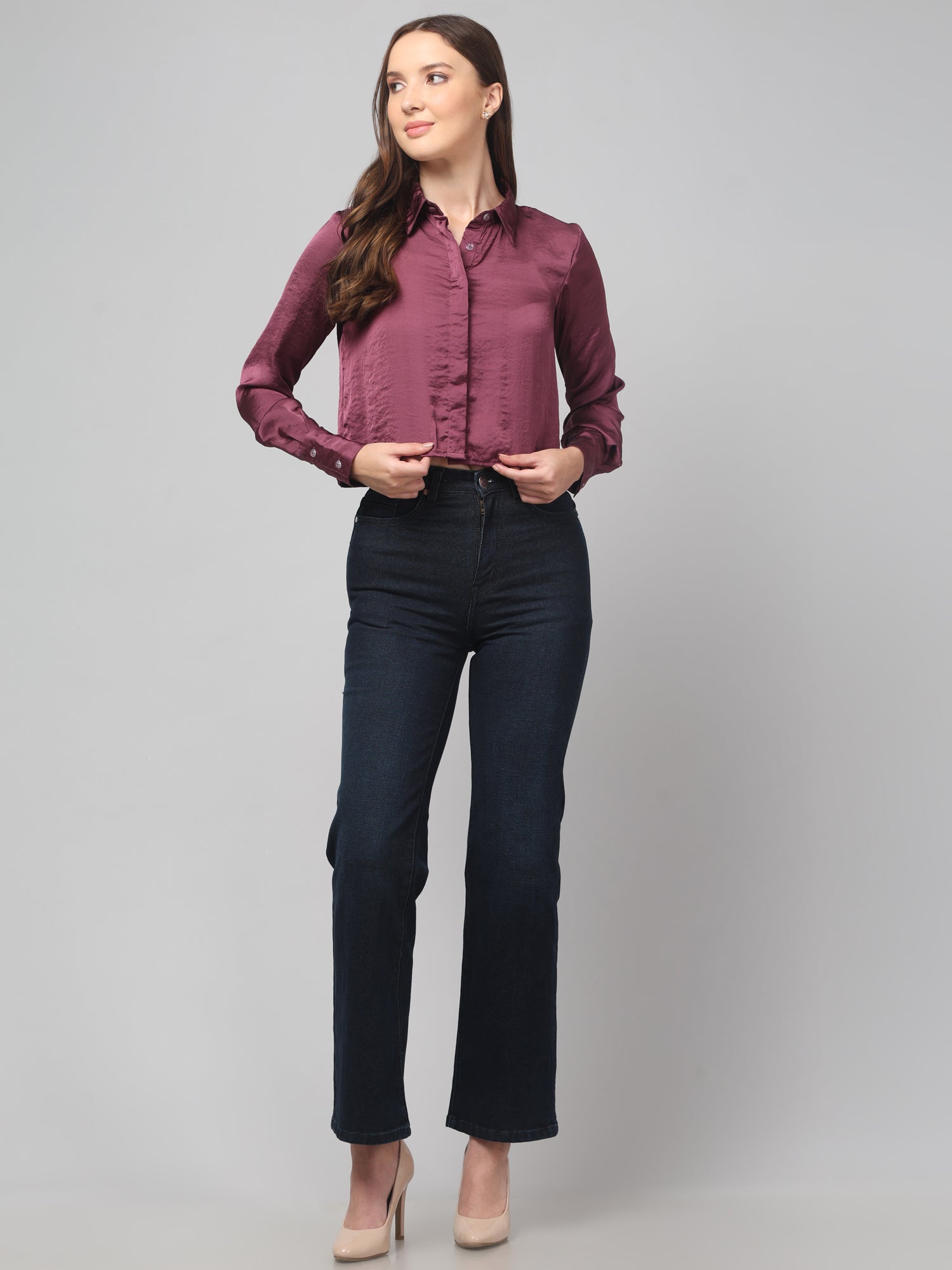 Bergundy Satin Shirt