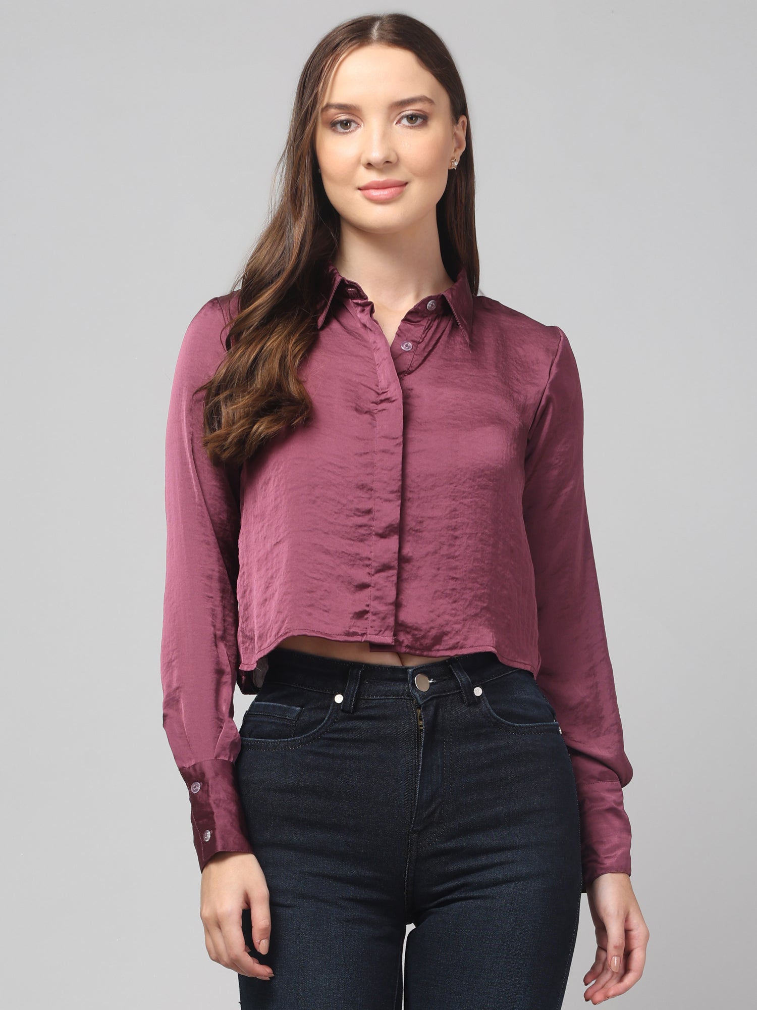 Bergundy Satin Shirt