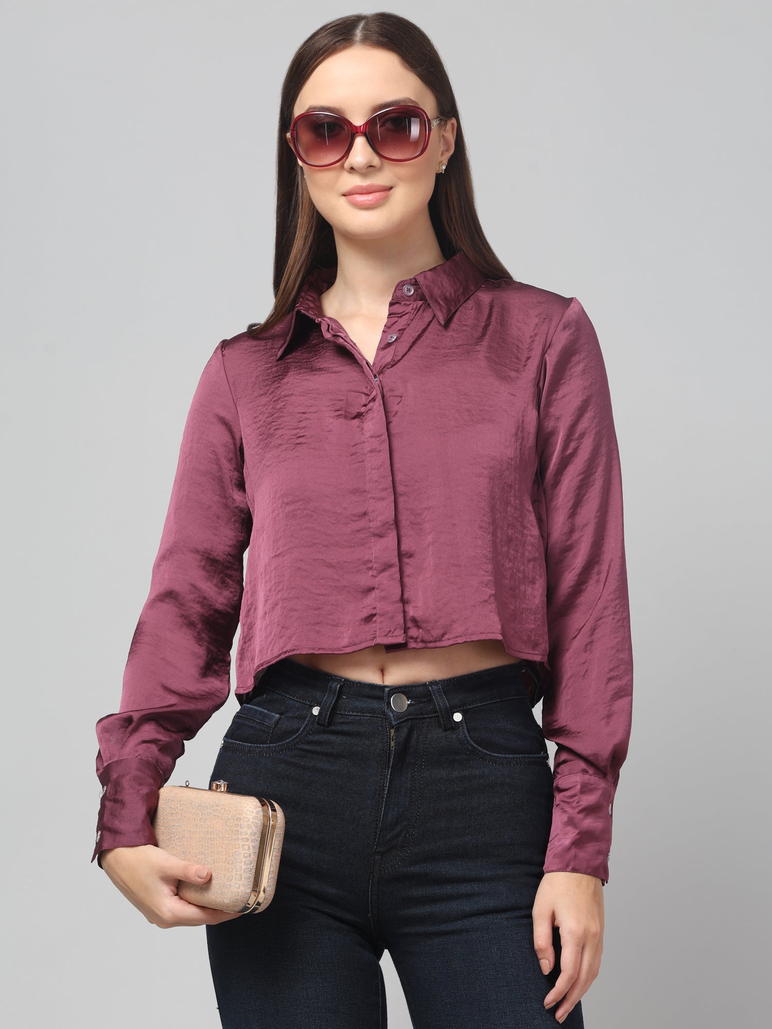 Bergundy Satin Shirt