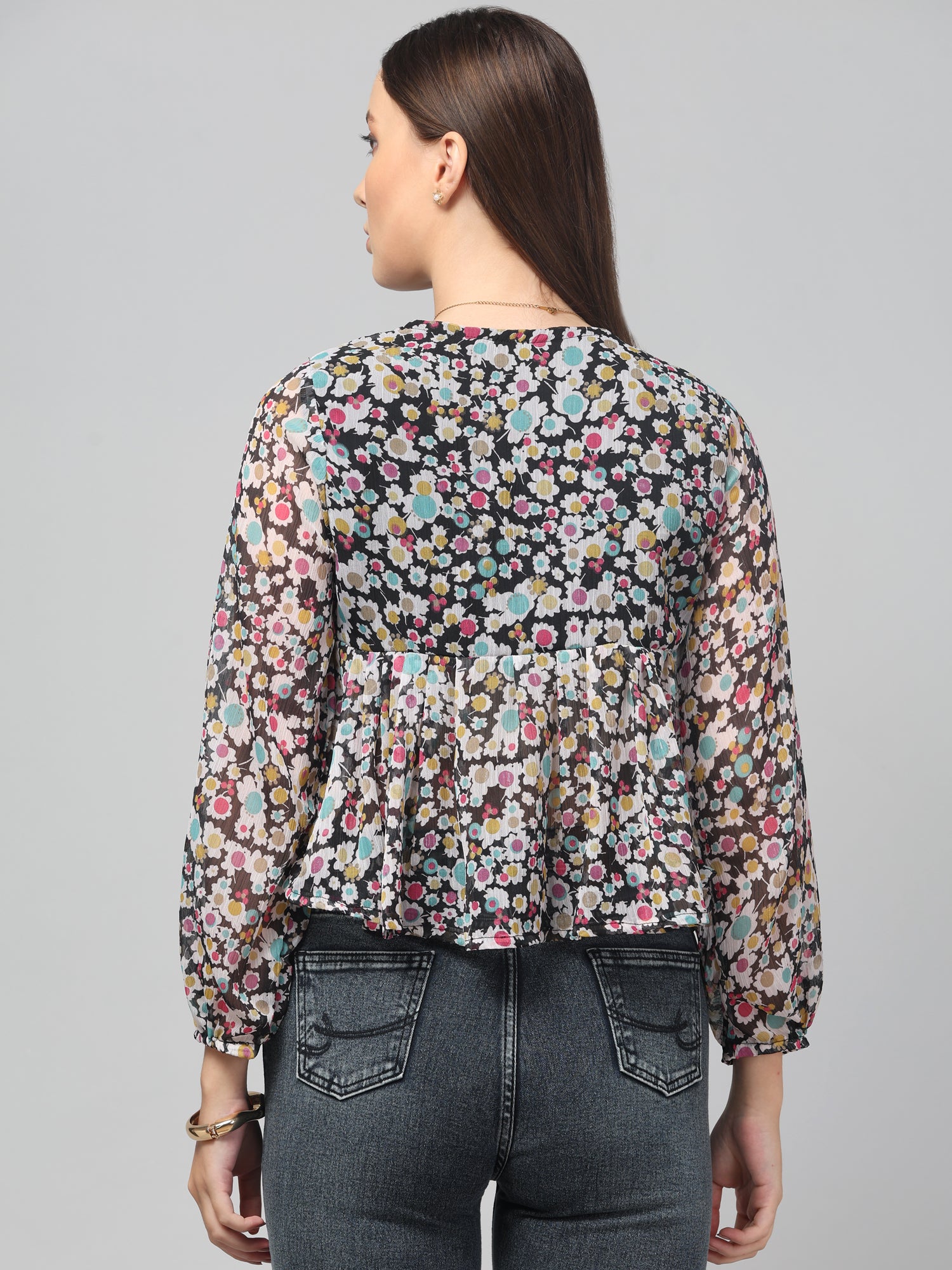 Floral Flared Multicolour Top