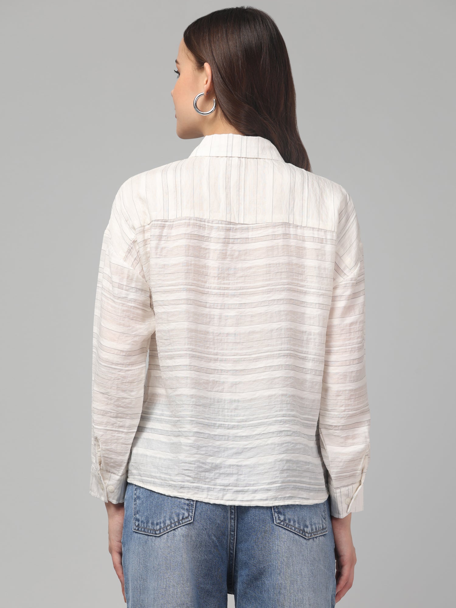 Bianca White Shirt with Horizontal Stipes