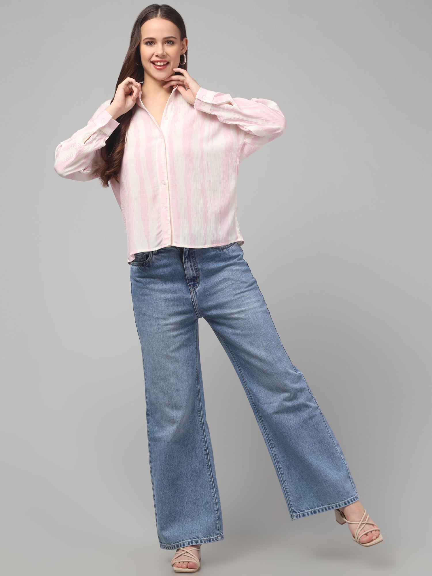 Blush Stripes Textured Button-Down Shirt