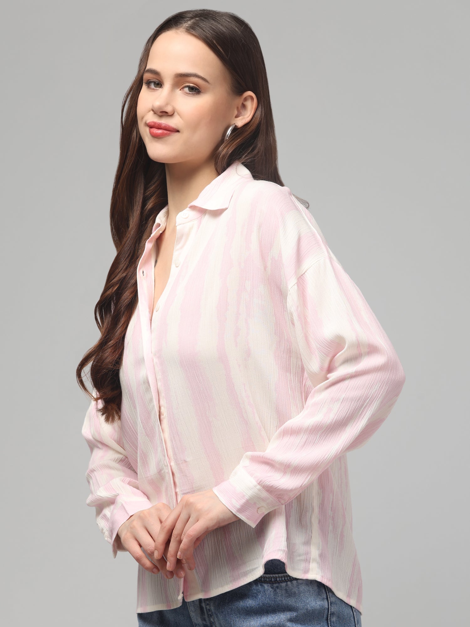 Blush Stripes Textured Button-Down Shirt