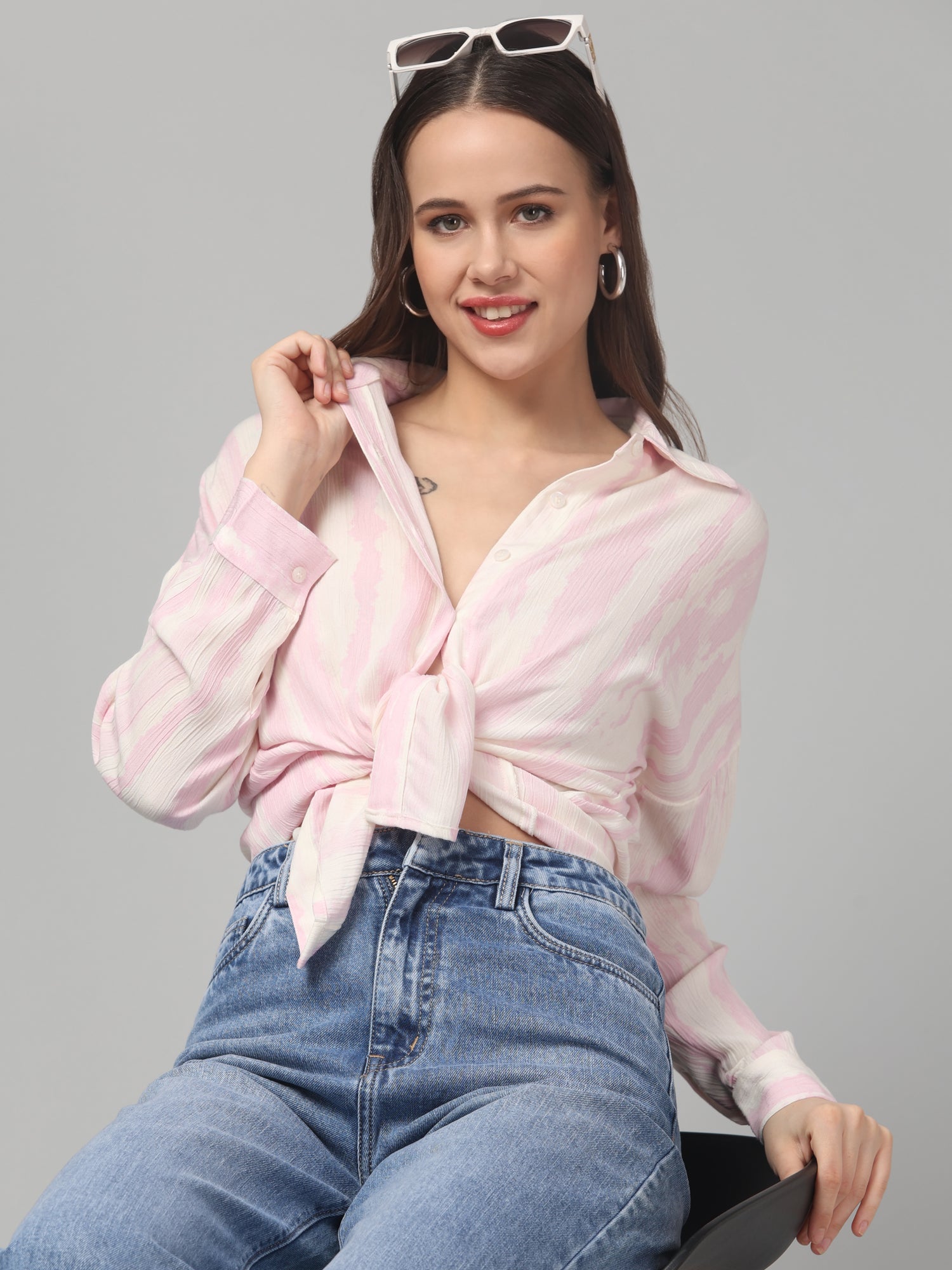 Blush Stripes Textured Button-Down Shirt