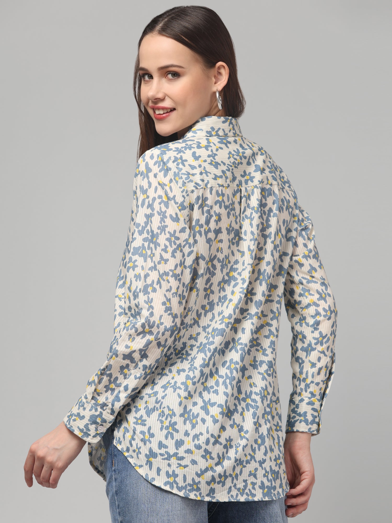 Blue Meadow Floral Textured Shirt