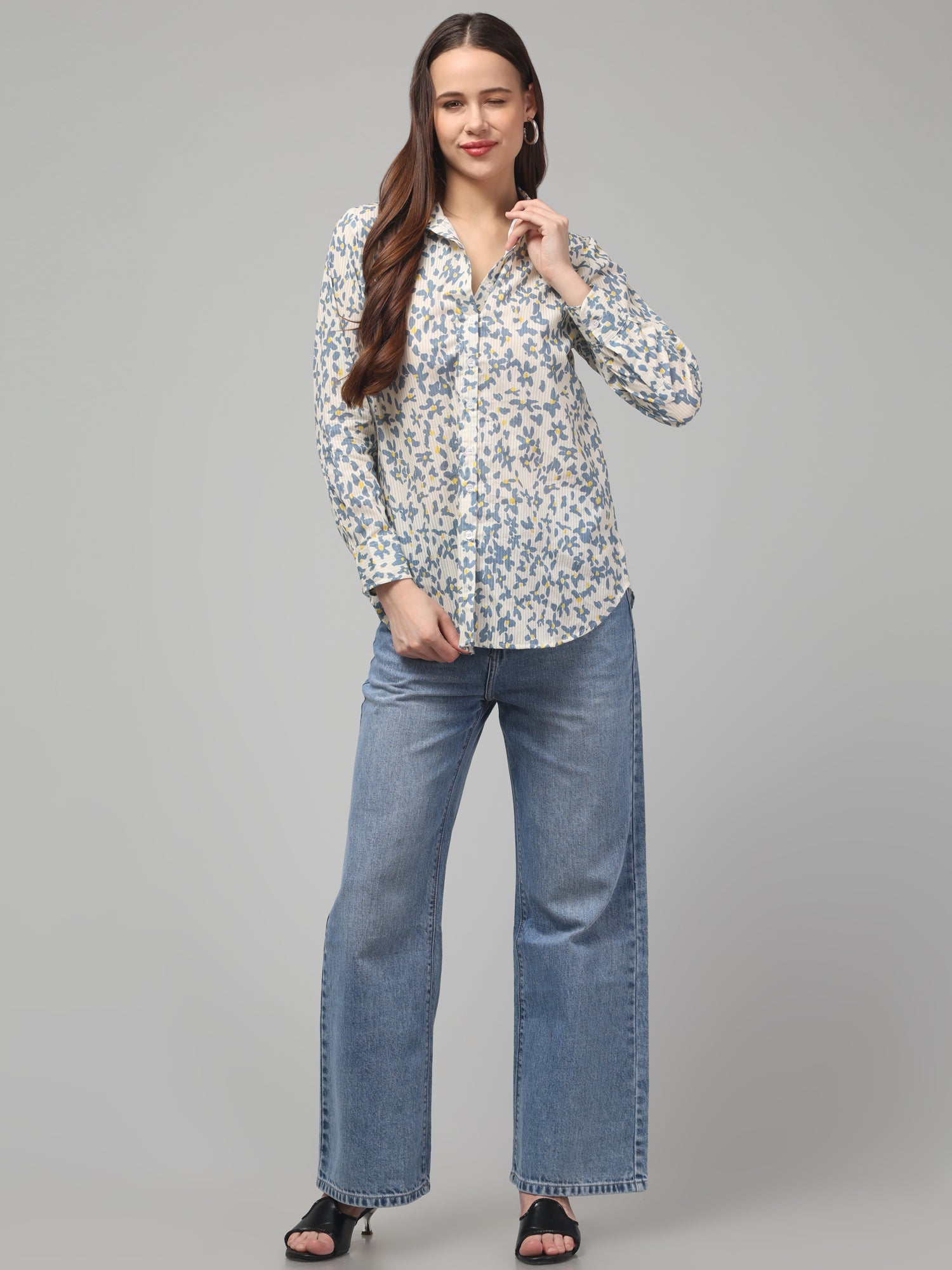 Blue Meadow Floral Textured Shirt