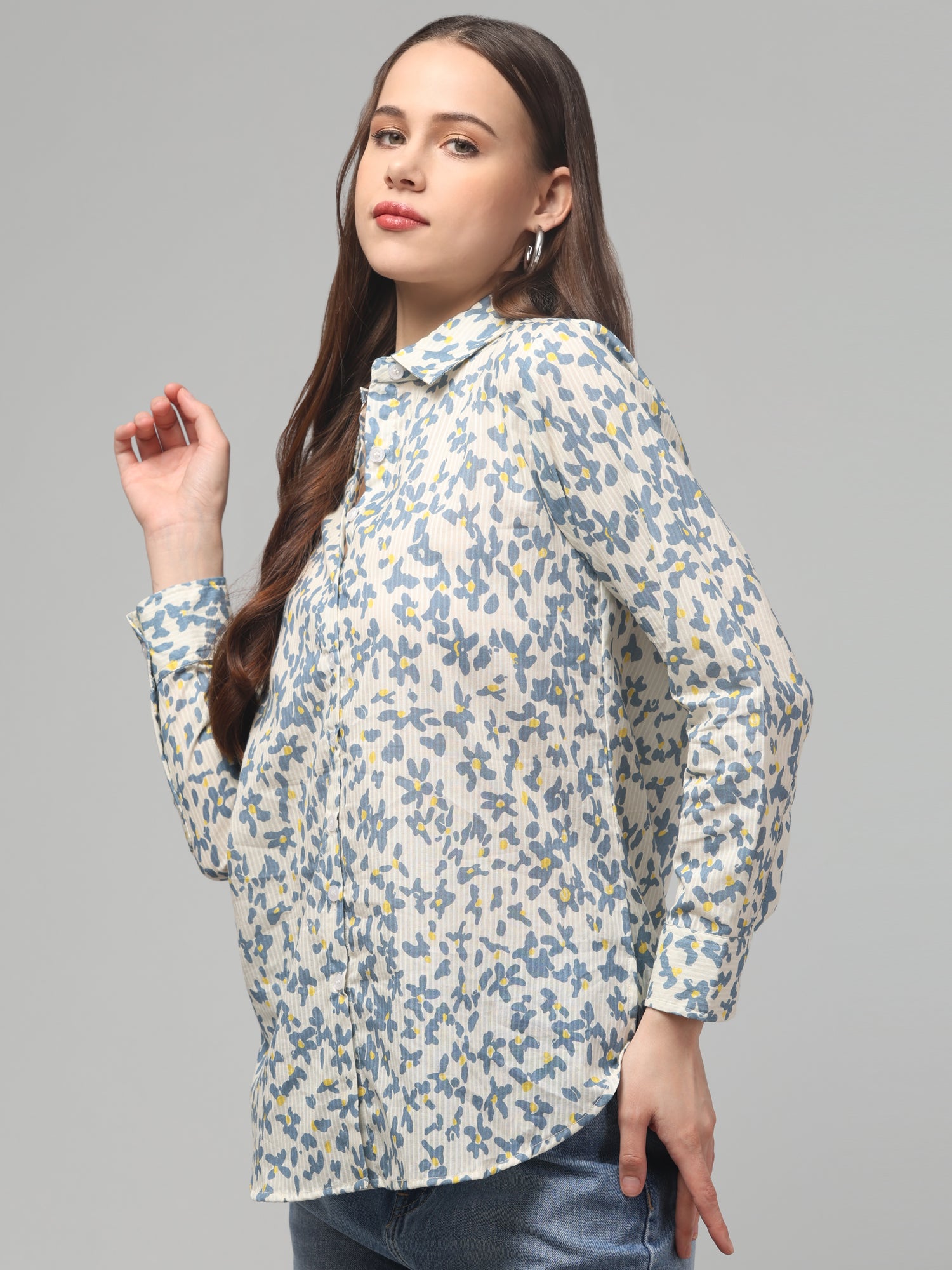 Blue Meadow Floral Textured Shirt