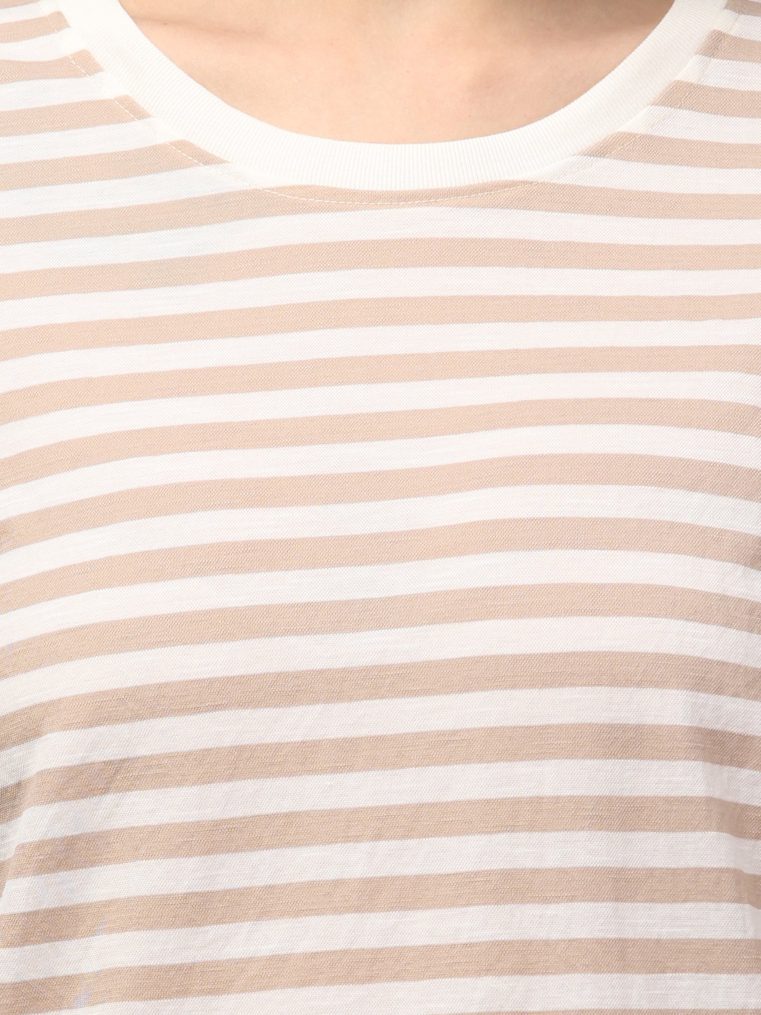 Beige Striped Oversized T-Shirt