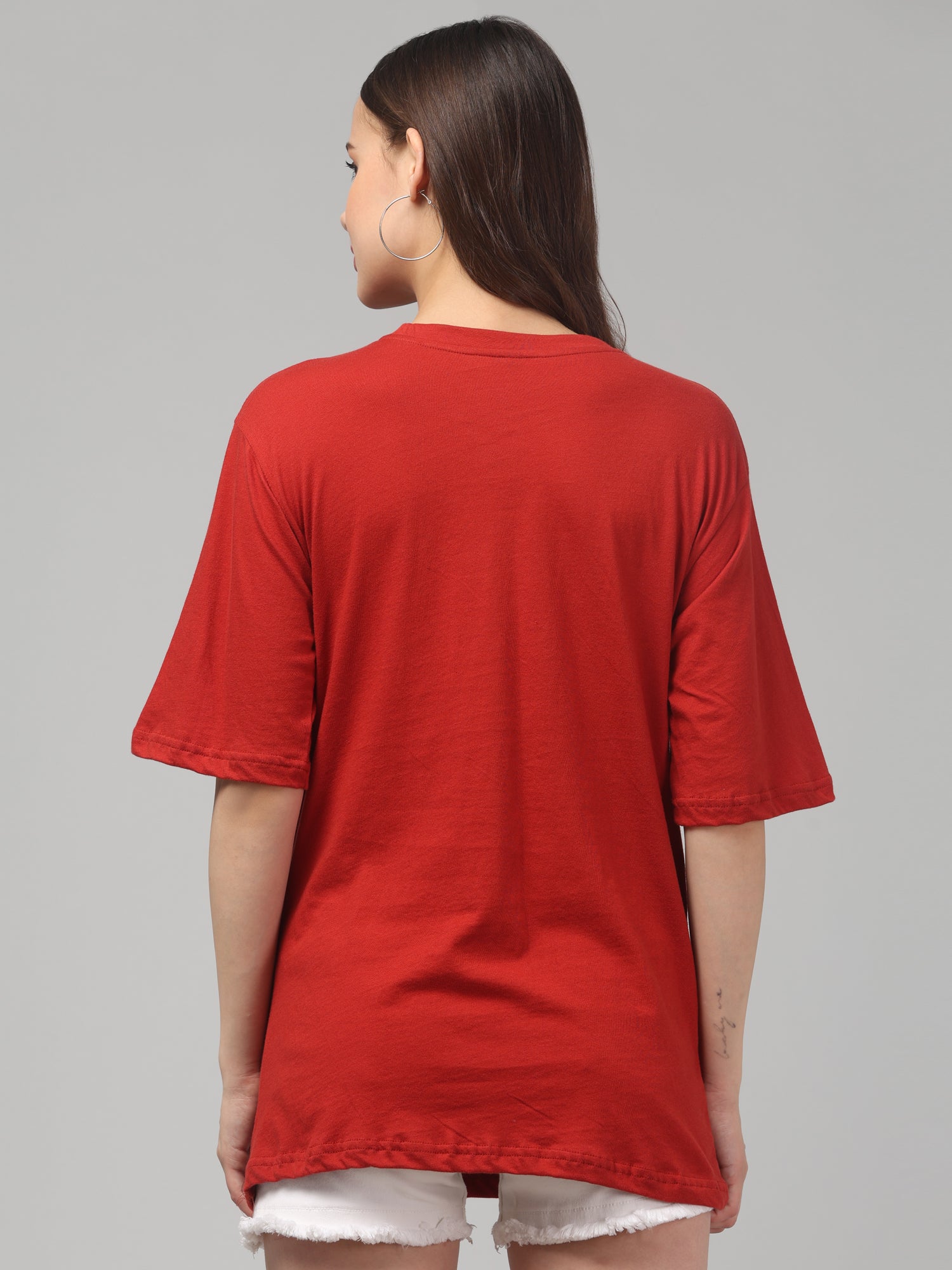 Solid Red Oversized T-Shirt