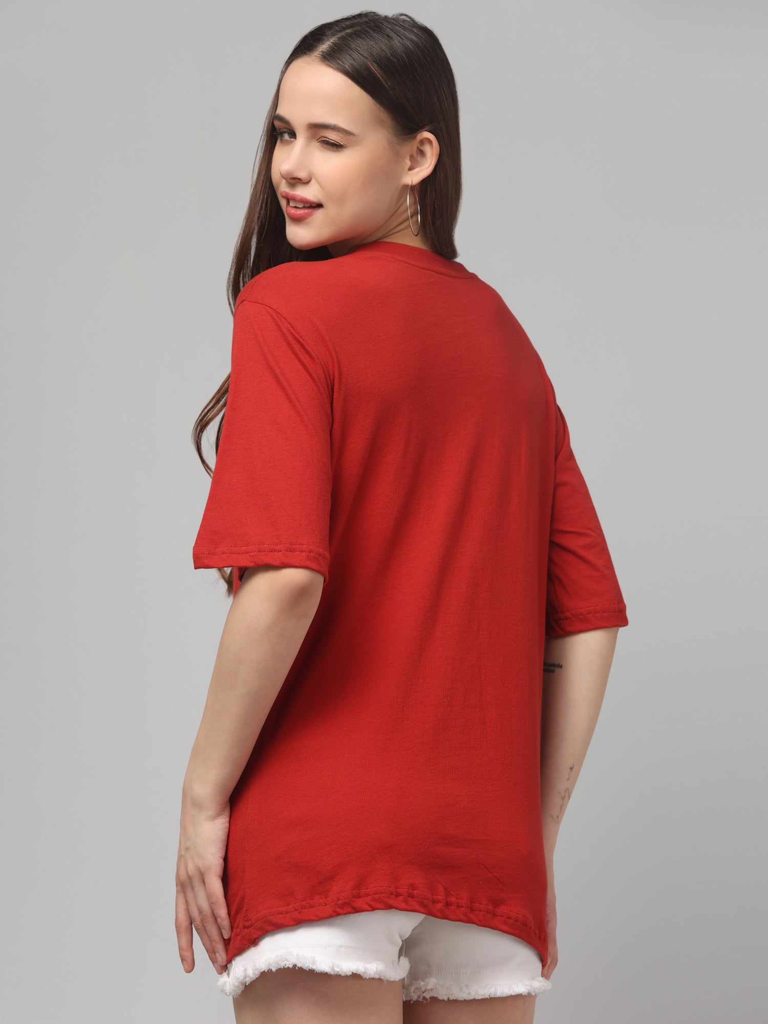 Solid Red Oversized T-Shirt