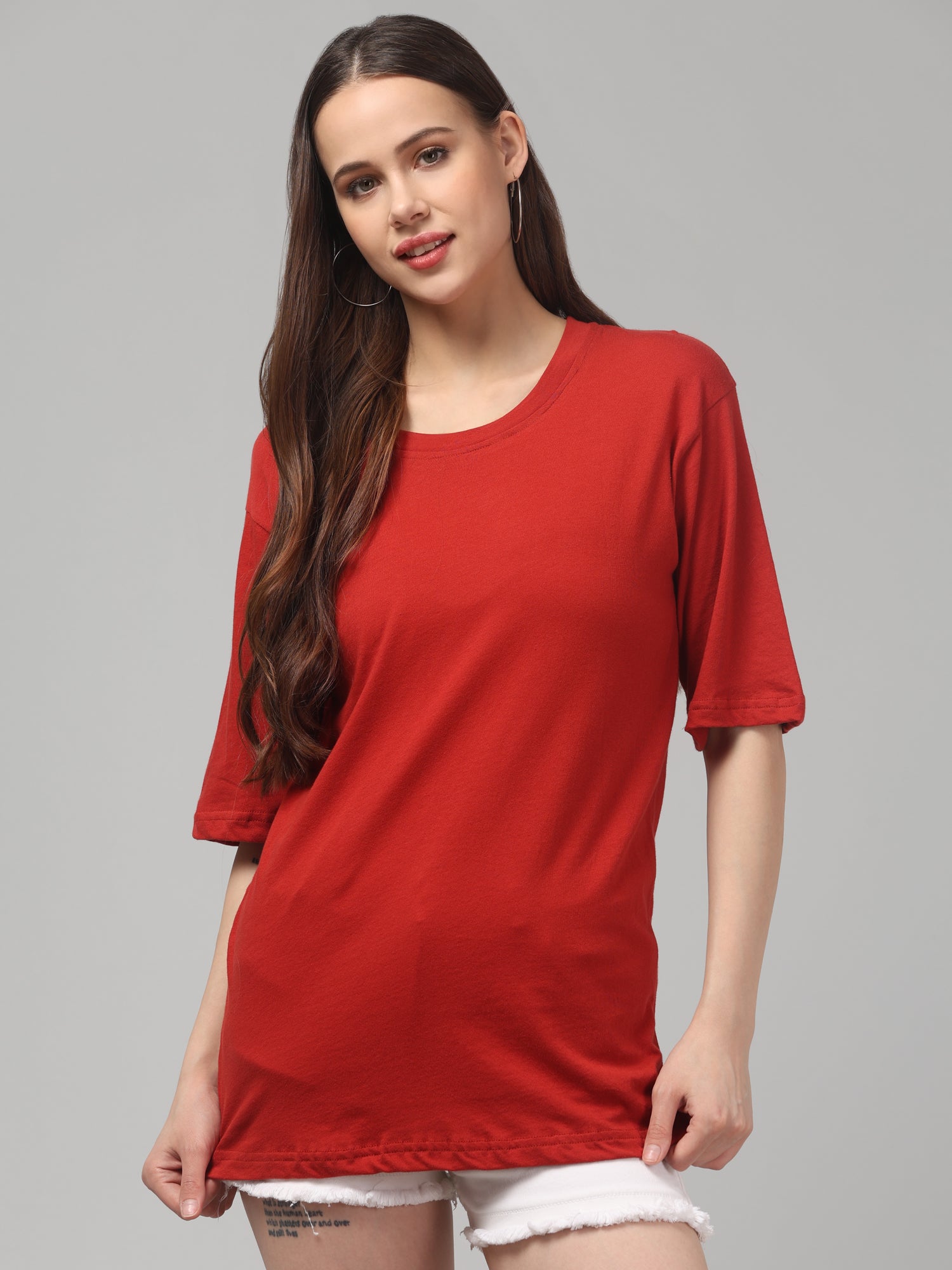 Solid Red Oversized T-Shirt