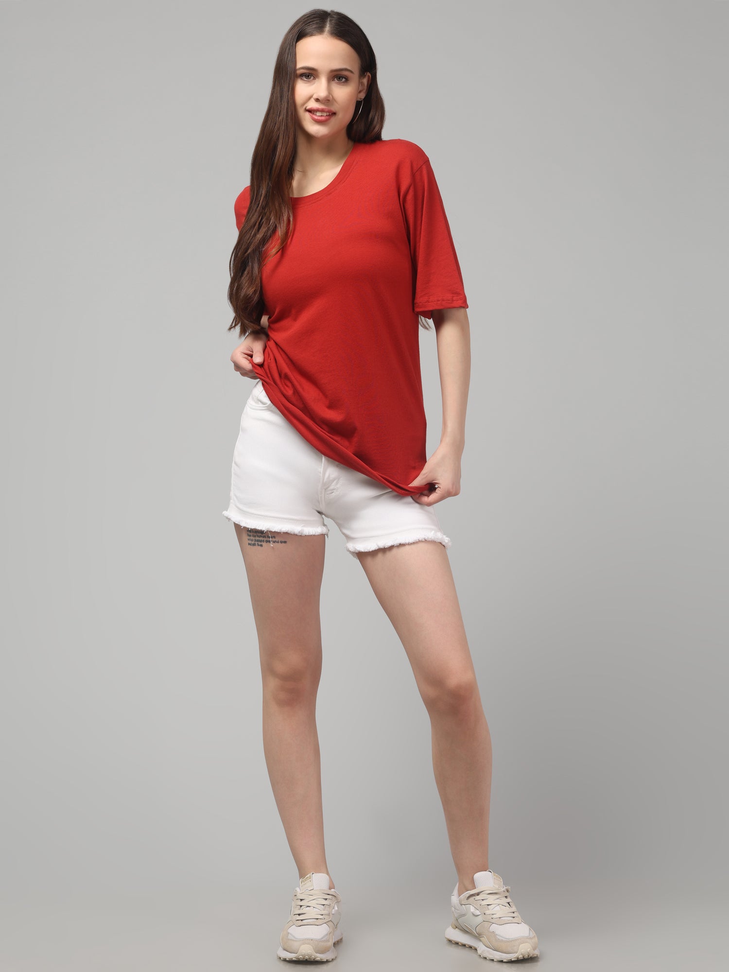 Solid Red Oversized T-Shirt