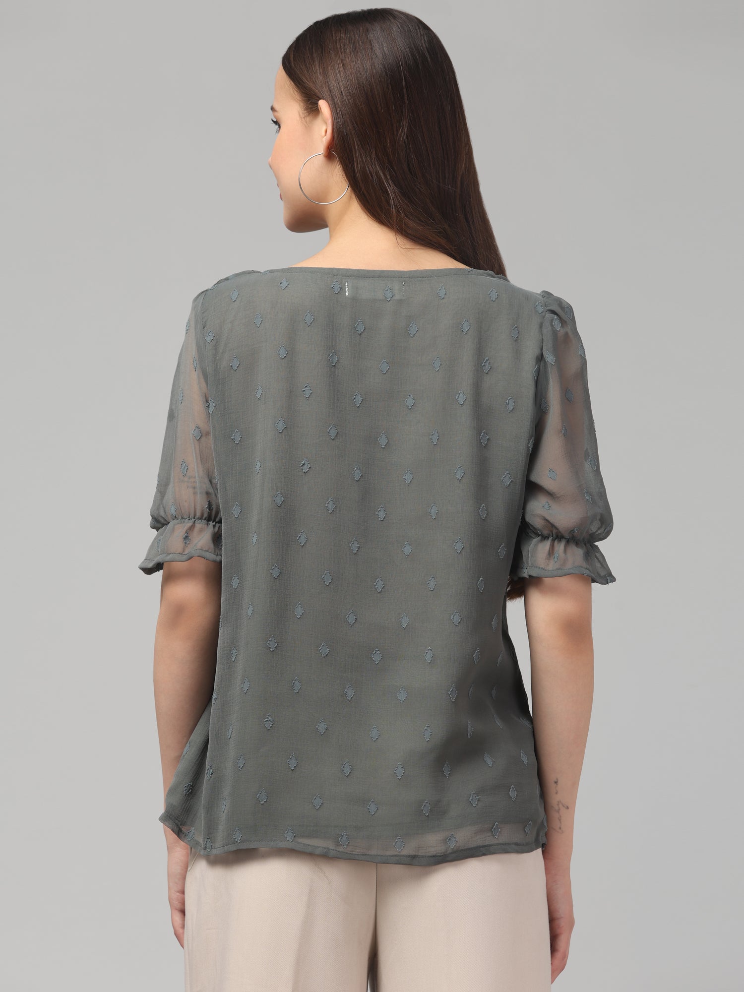 Sirroco Green Top  with Puff Sleeves