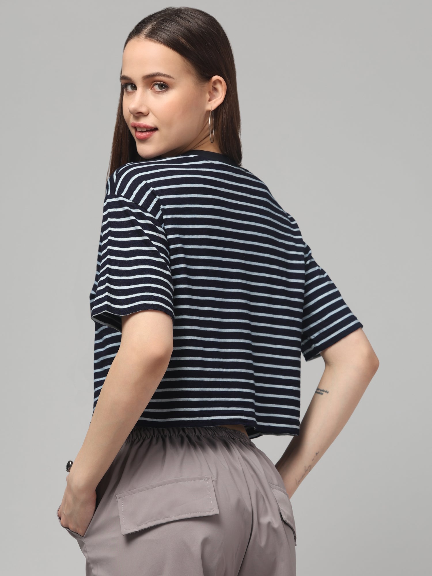 Haiti Striped Cropped T-shirt