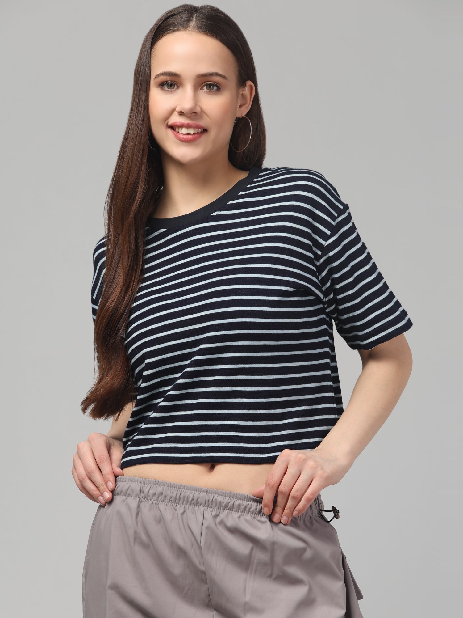 Haiti Striped Cropped T-shirt