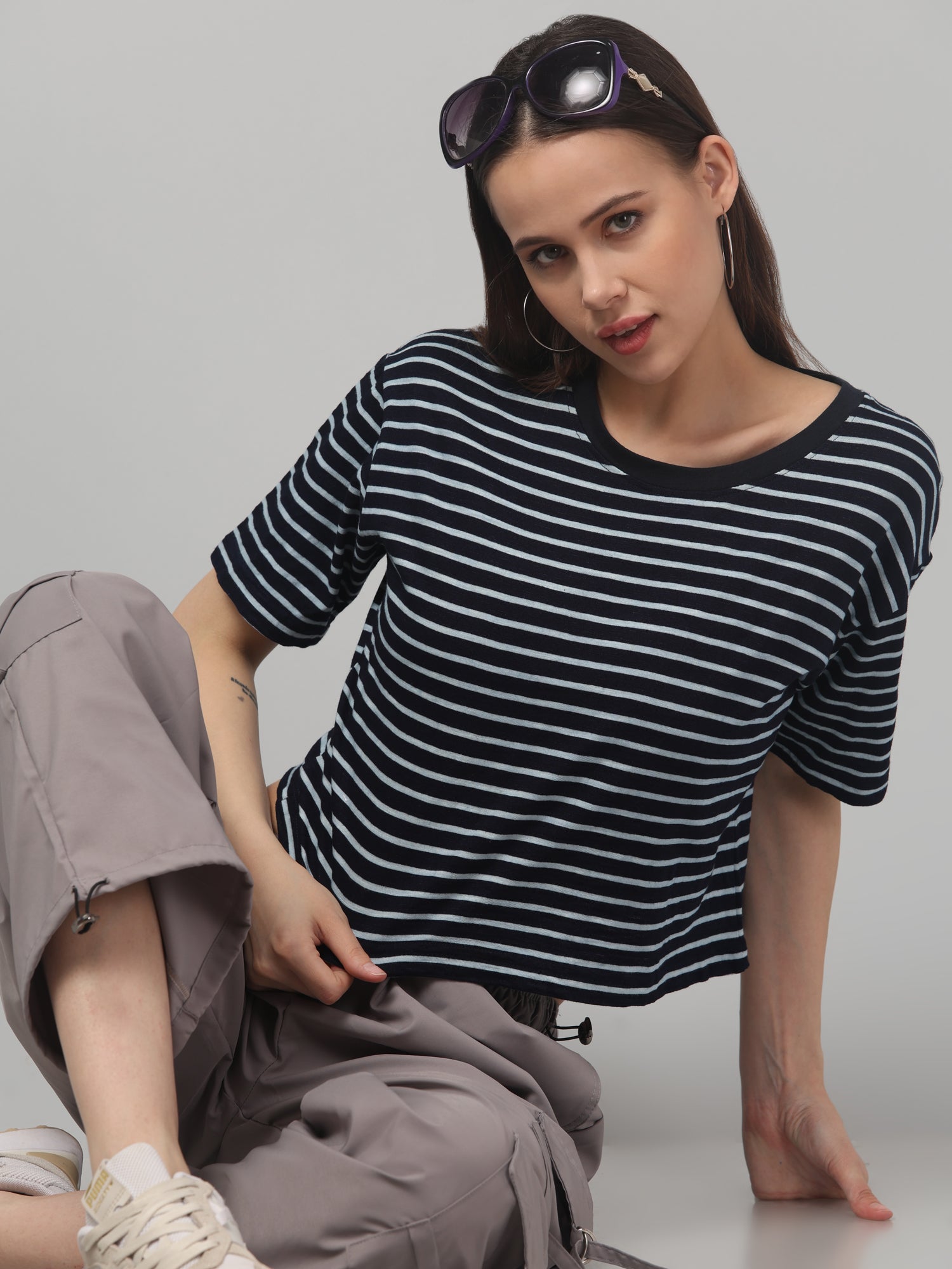 Haiti Striped Cropped T-shirt