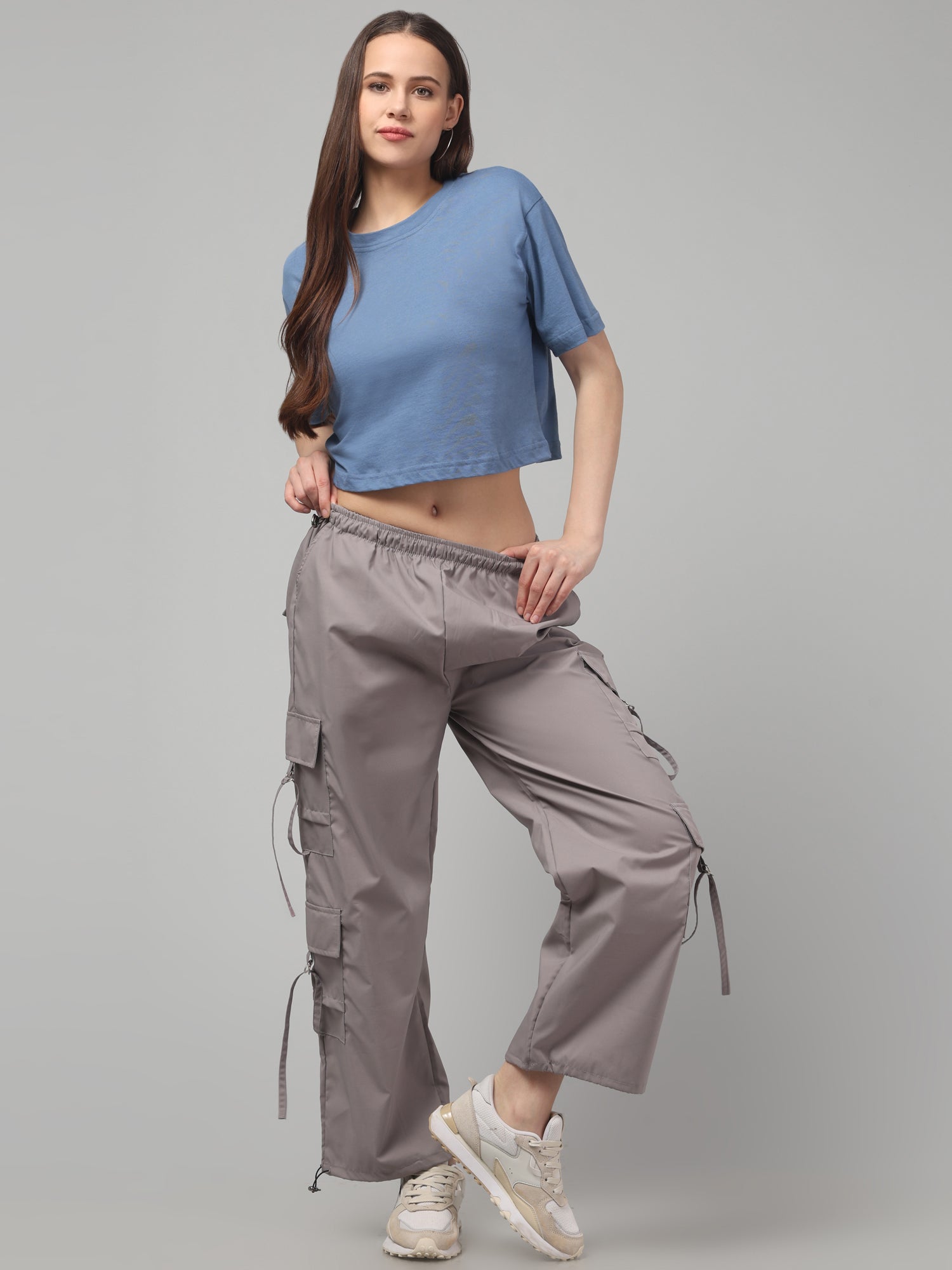 Wild Blue Solid Crop T-Shirt