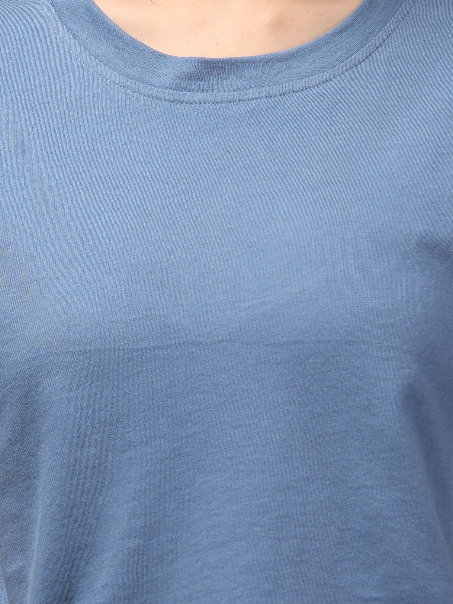 Wild Blue Solid Crop T-Shirt