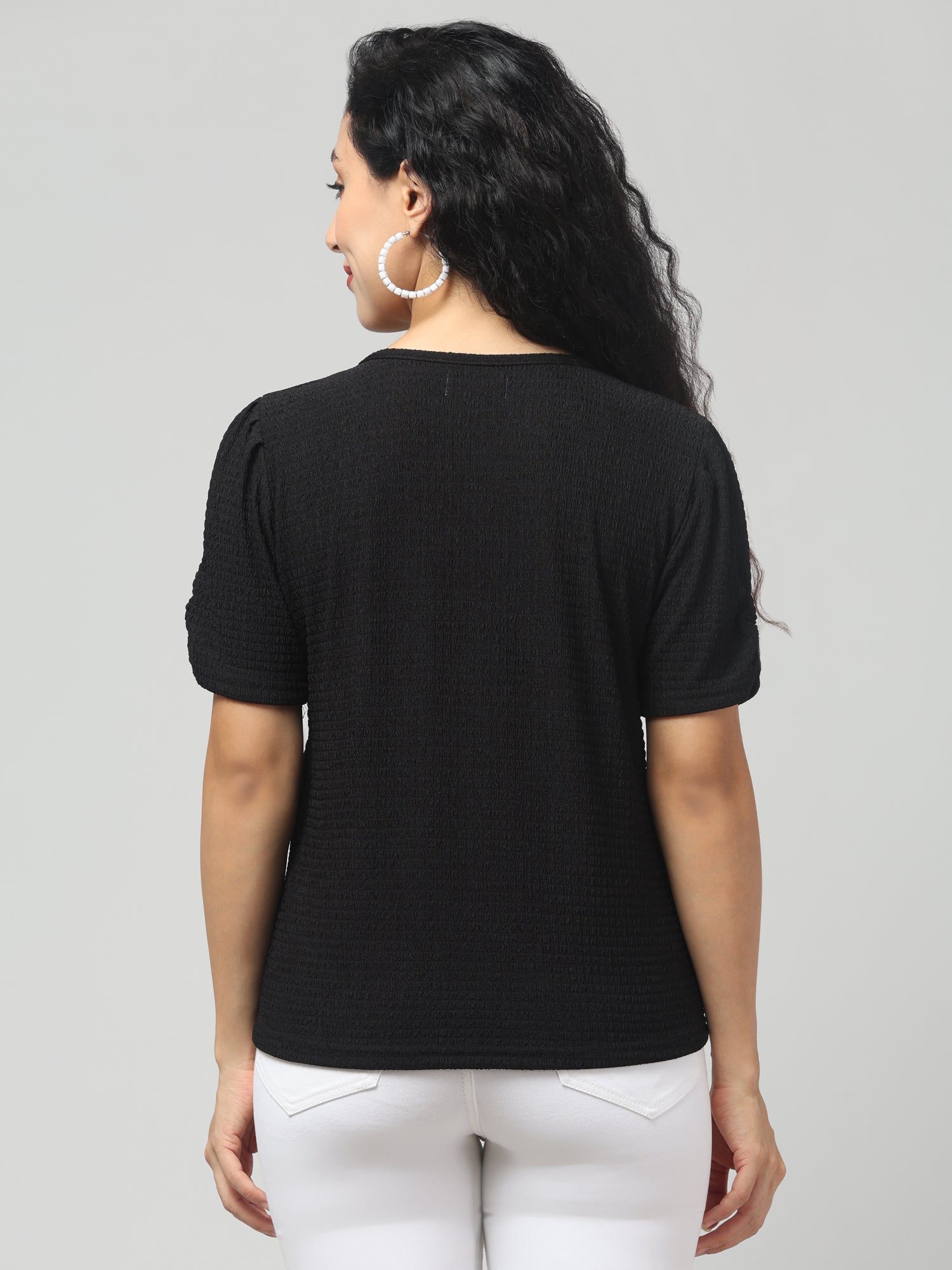 Raisin Black Short Sleeve Top