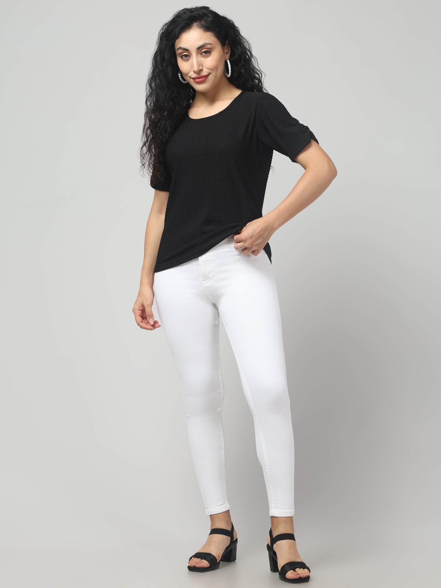 Raisin Black Short Sleeve Top