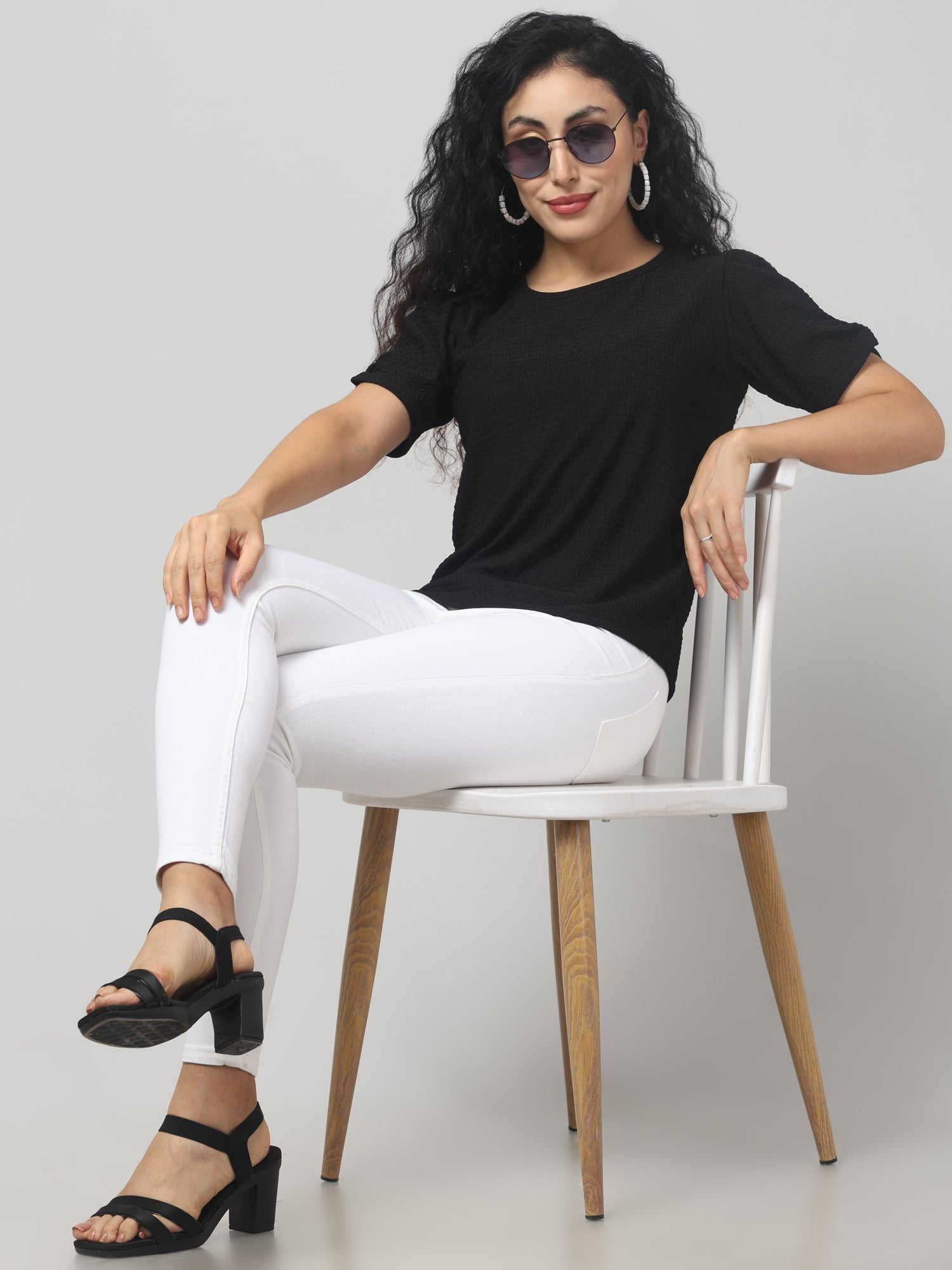Raisin Black Short Sleeve Top