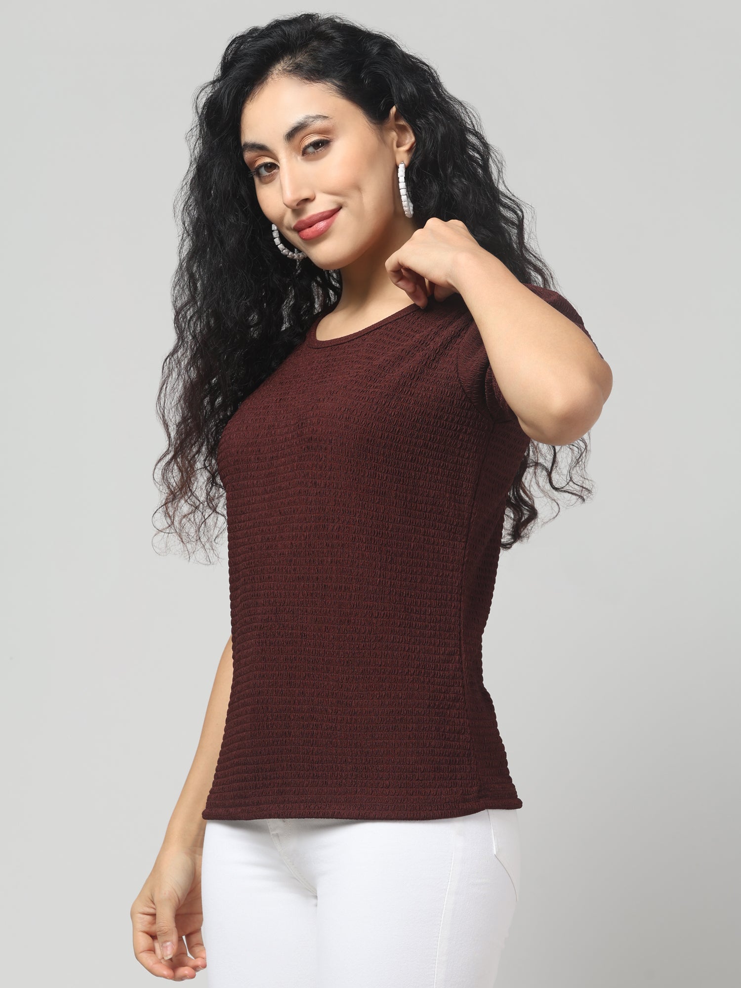 Crater Brown Short Sleeve Top