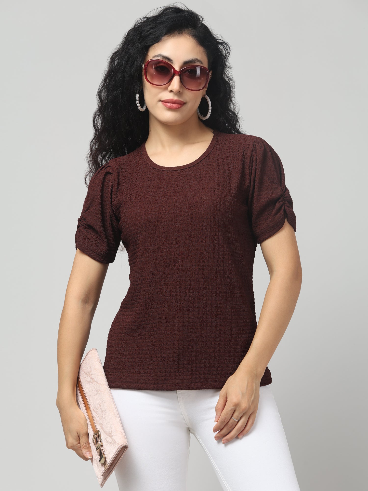Crater Brown Short Sleeve Top
