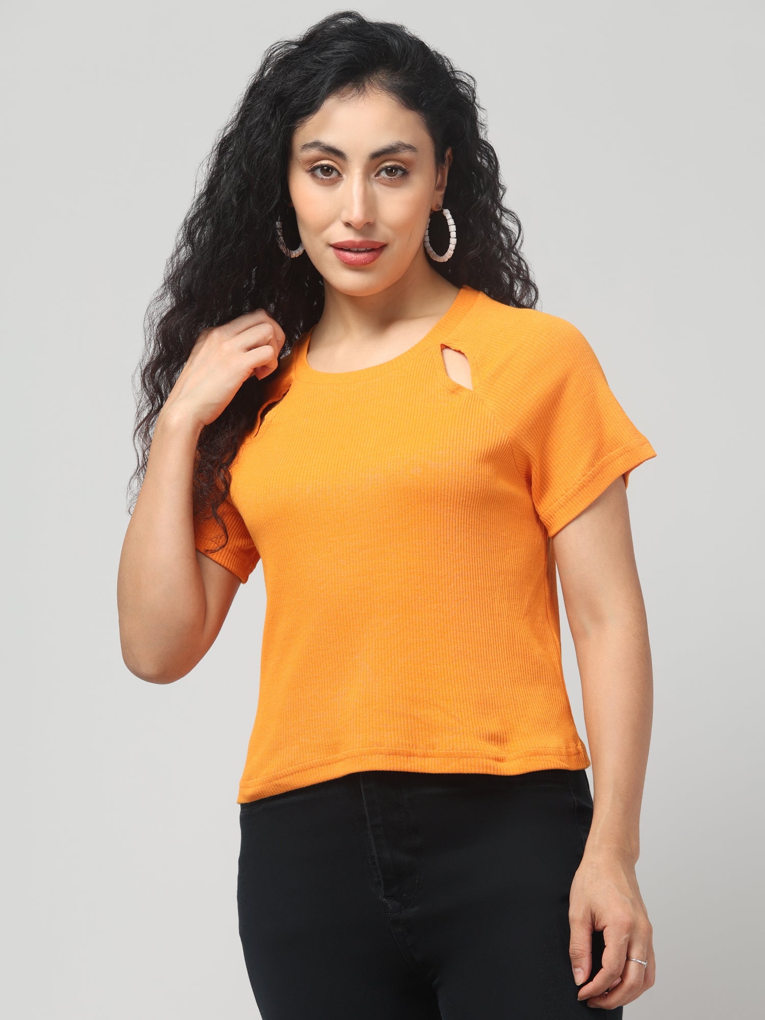Bright Orange Cut-Out T-shirt