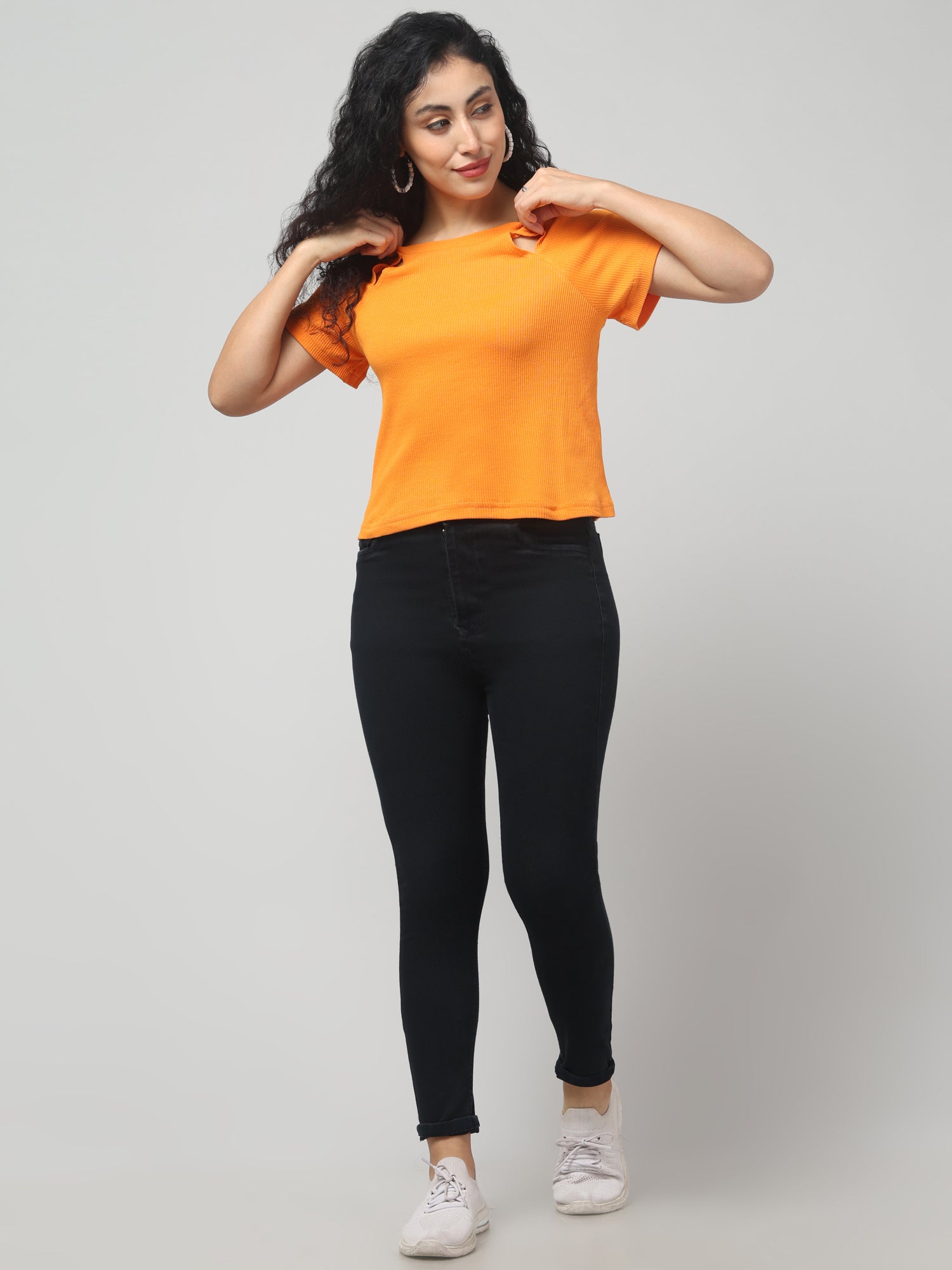 Bright Orange Cut-Out T-shirt