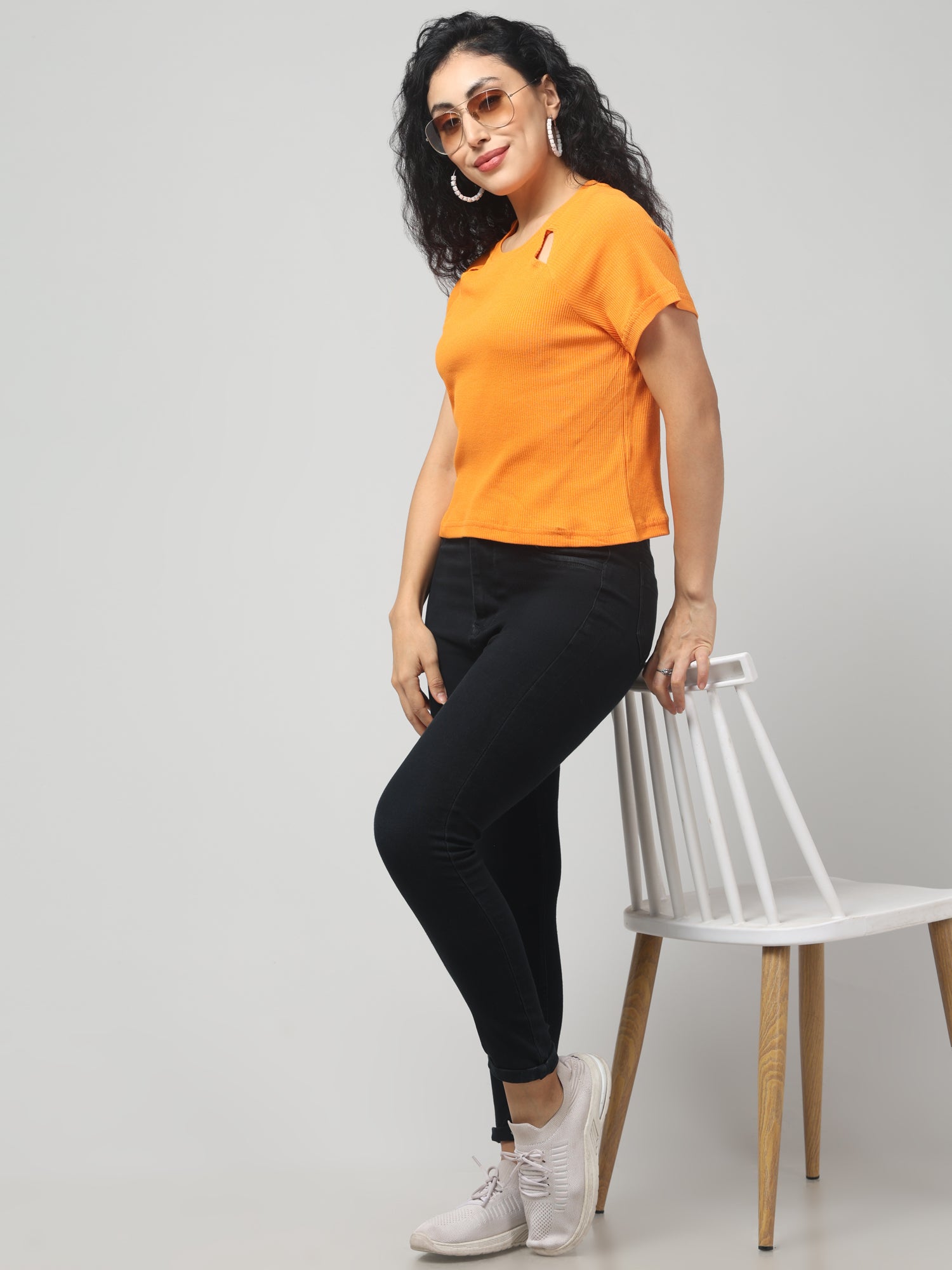 Bright Orange Cut-Out T-shirt