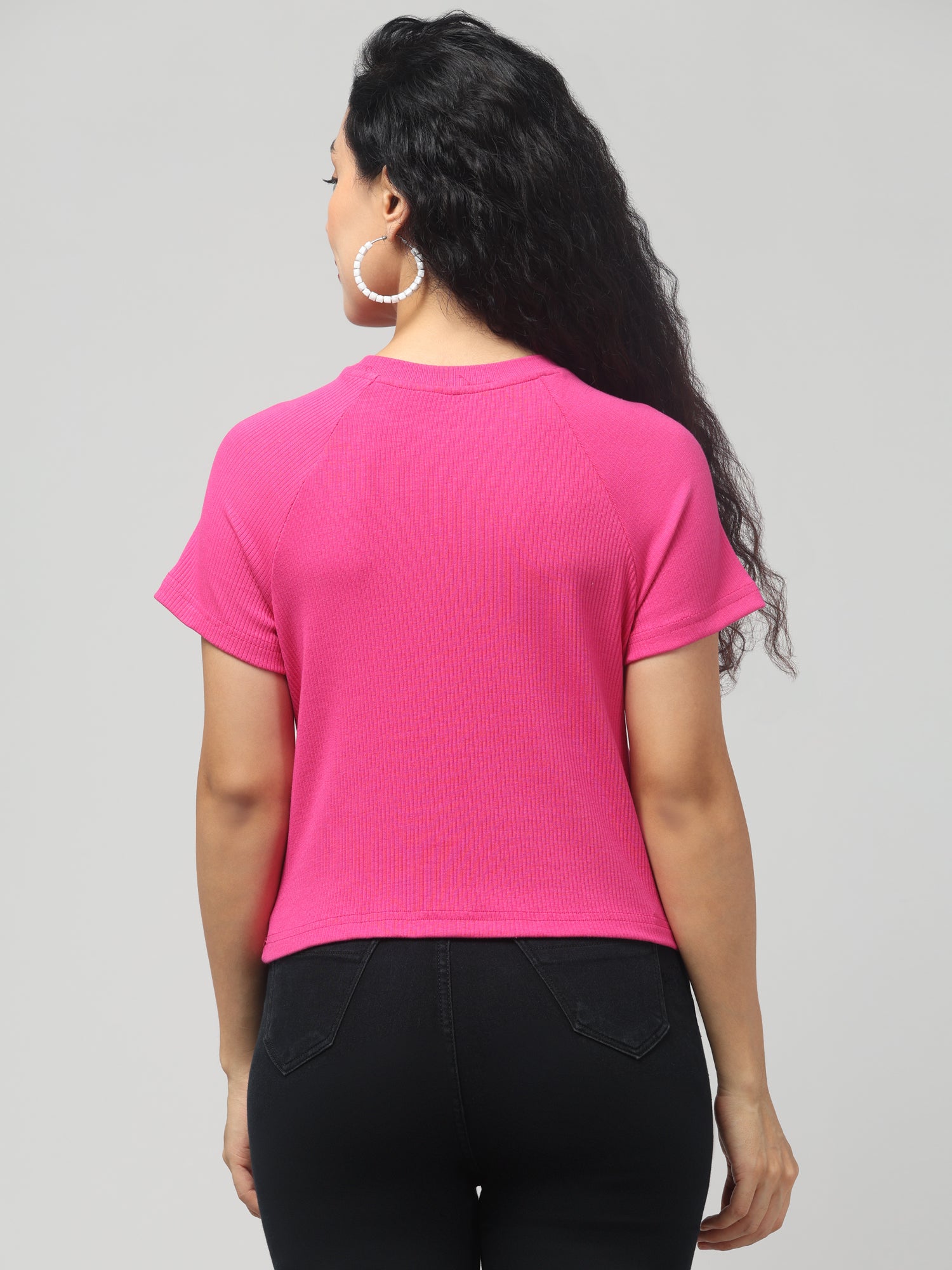 Brilliant Rose cut-out T-shirt