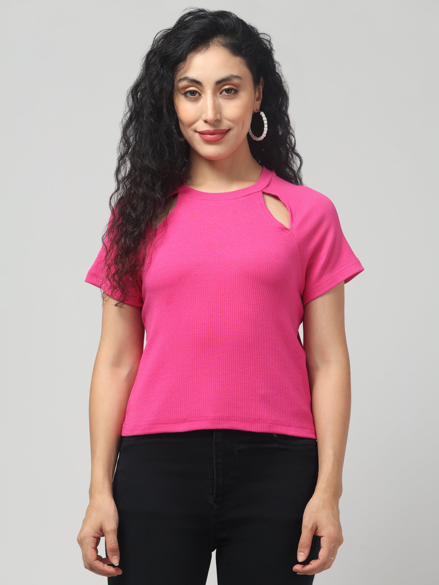 Brilliant Rose cut-out T-shirt
