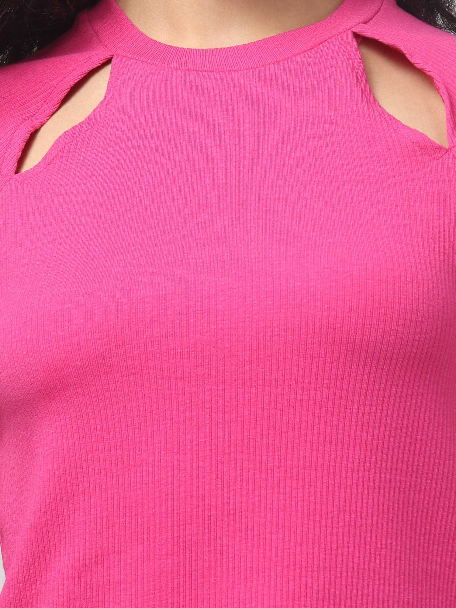 Brilliant Rose cut-out T-shirt