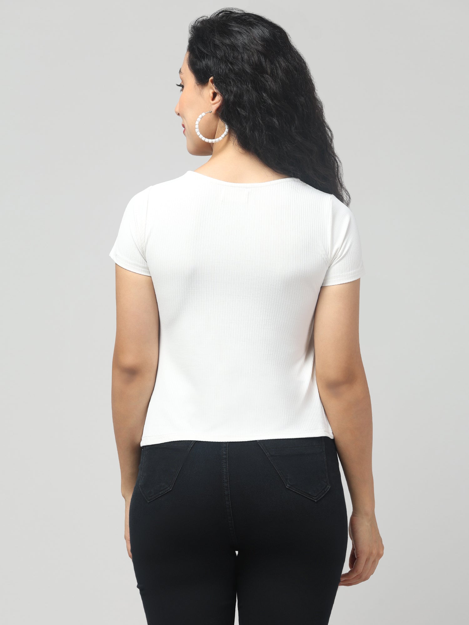 Lily White Square Neck Short Sleeve Top