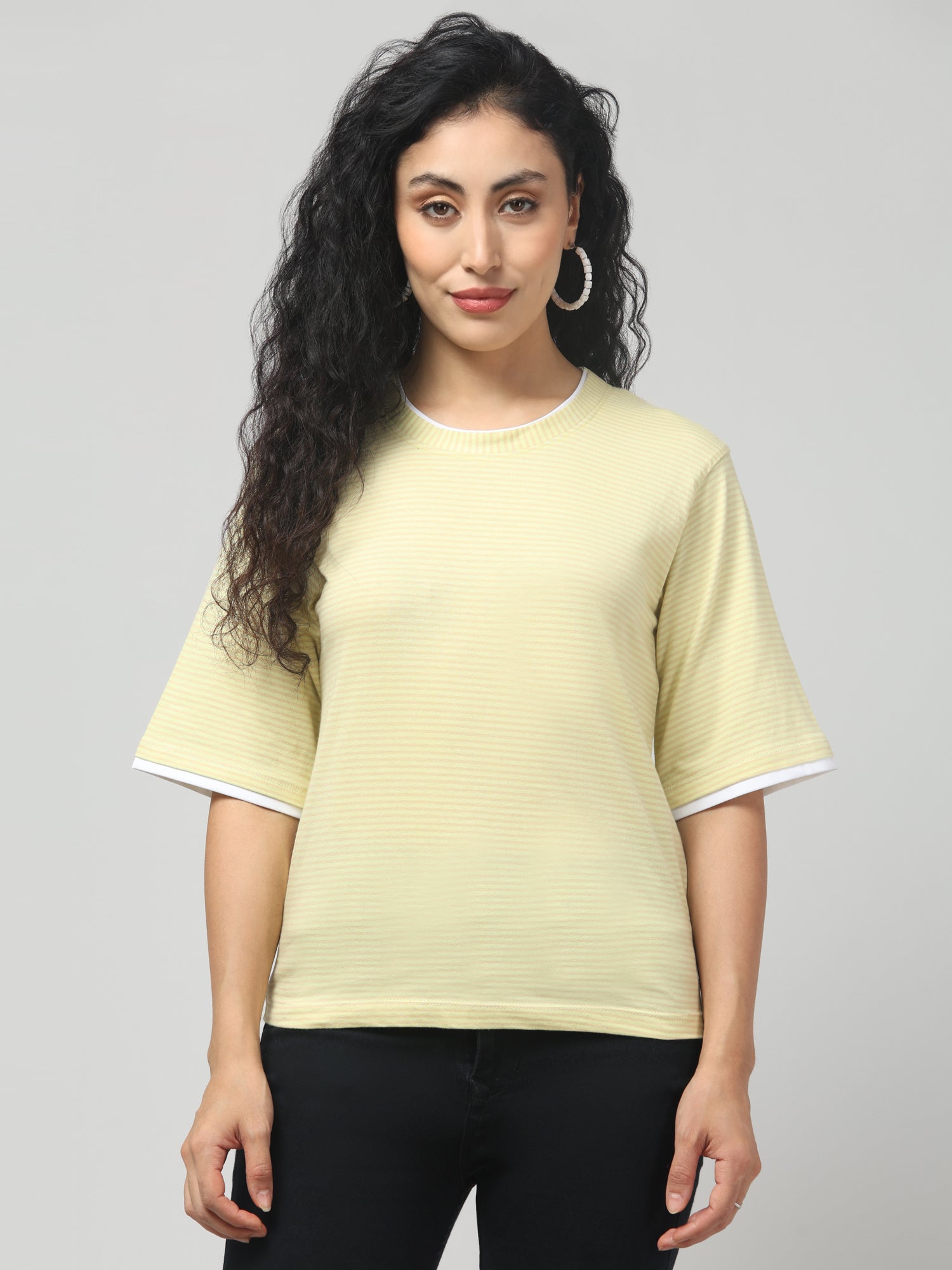 Yellow Striped Short Sleeve T-Shirt