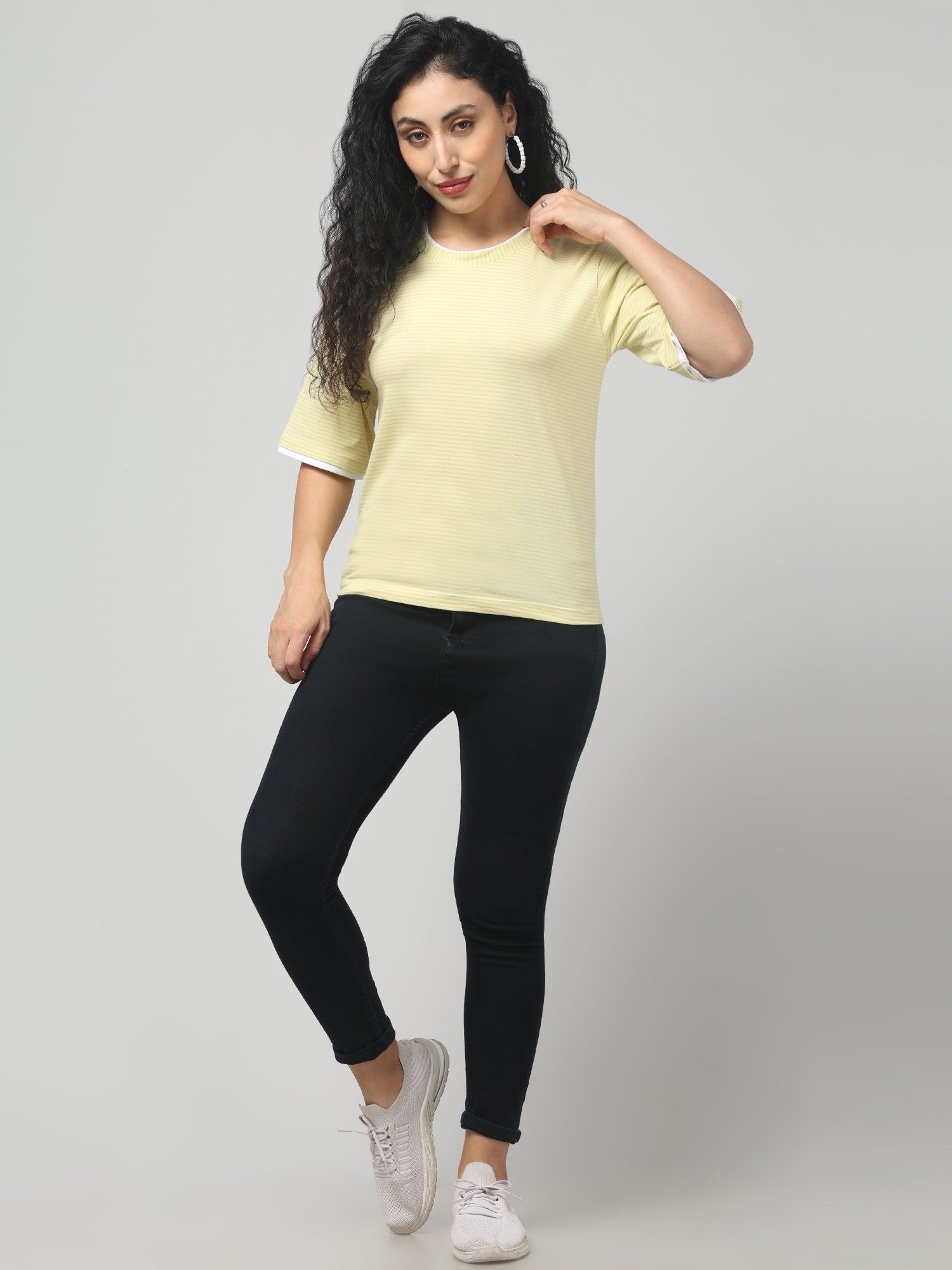 Yellow Striped Short Sleeve T-Shirt